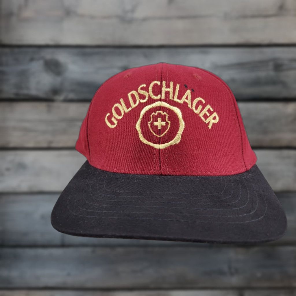 Vintage VINTAGE 90s Goldschlager Snapback Hat Cap Liquor Bar Promo Embroidered Red Black Adjustable Unisex Adults Cotton Canvas Baseball Cap Fans Mens Womens Size ONE SIZE - 1 Thumbnail