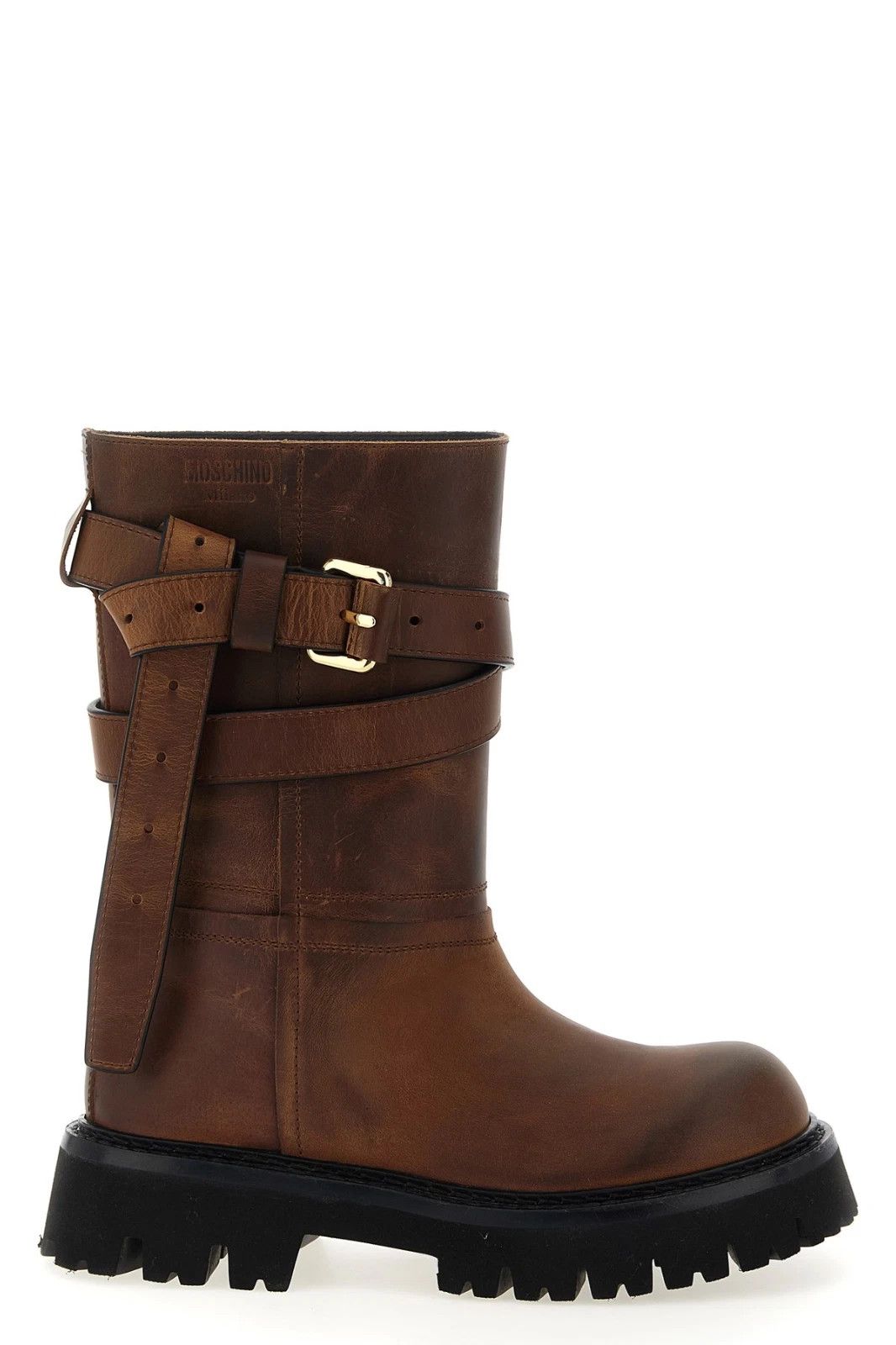 Moschino MOSCHINO Brick Brown Leather Boots New & Authentic Size US 7 / IT 37 - 1 Thumbnail