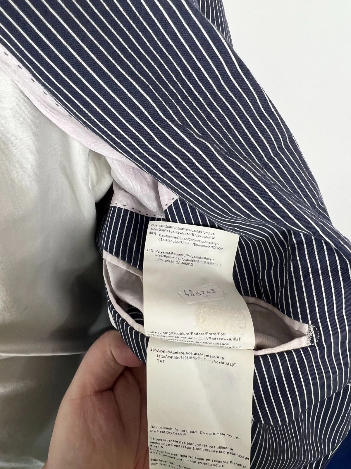 Hugo Boss Hugo Boss Men's Unlined Striped Blue White Blazer Jacket Size 38R - 11 Thumbnail