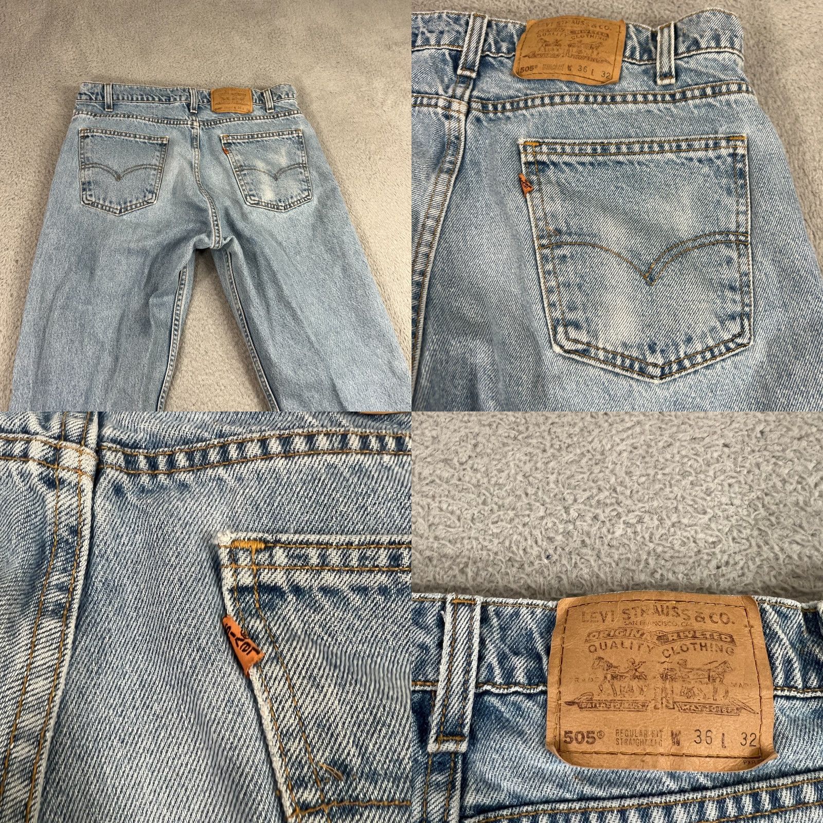 Levi's VINTAGE Levi's Denim Jeans 505 Mens 36x32 Made USA Relaxed Straight Blue 90s Orange Tab Mens Size US 36 / EU 52 - 10 Thumbnail