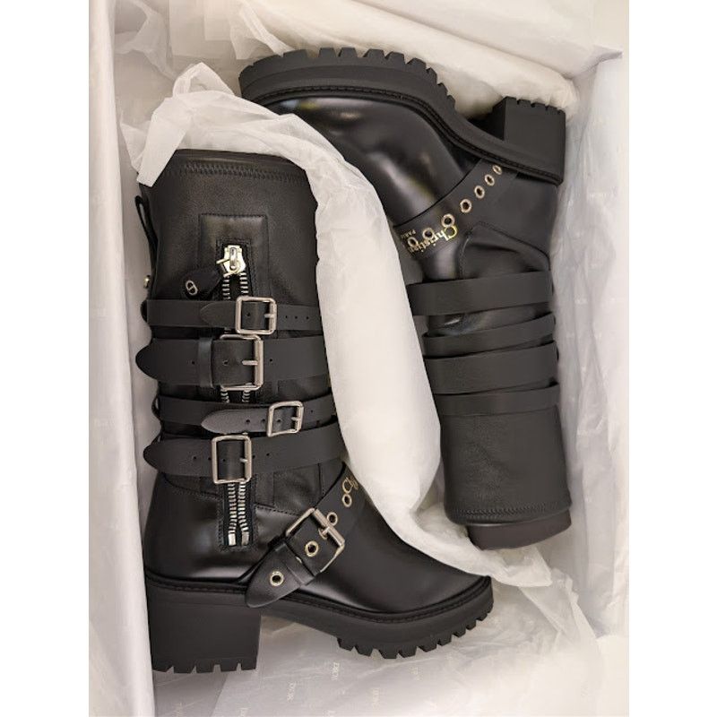 Dior o1rshd1 Christian Zip Detailed Buckled Boots in Black Size US 10 / IT 40 - 22 Thumbnail