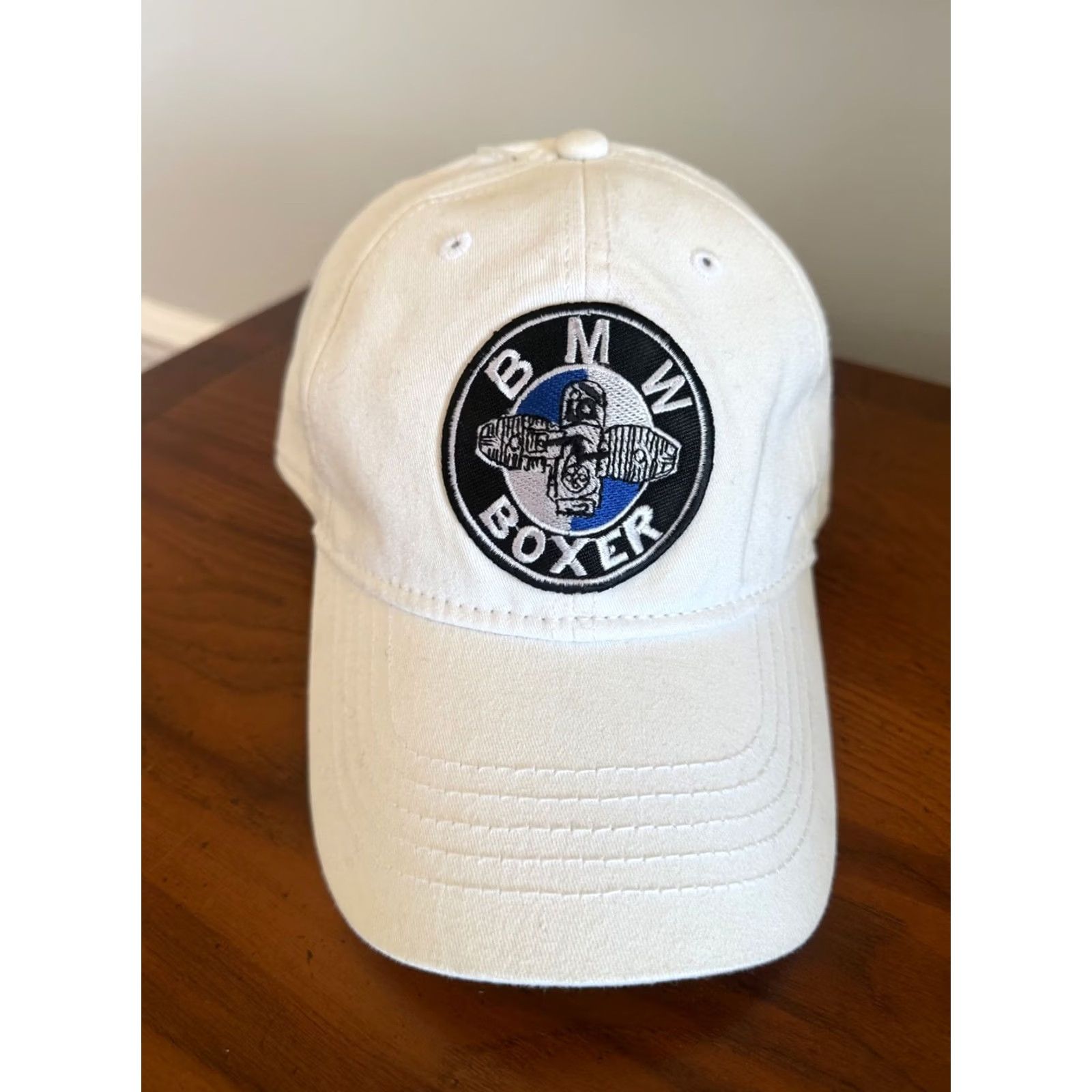 BMW BMW Motorcycle Boxer Engine Baseball Hat Cap White Strapback NWOT Patch Mens One Size Cap Size 44L - 2 Thumbnail
