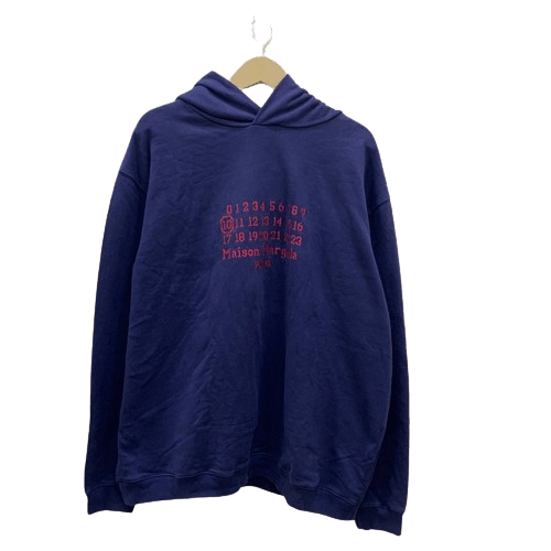 image of Maison Margiela Numbers Logo Embroidery Hoodie in Navy, Men's (Size Small)