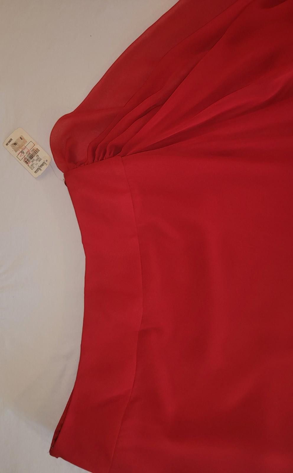 Designer NWT Victor Costa size 6 red dress skirt w/ thigh high slit Size 28" / US 6 / IT 42 - 9 Thumbnail