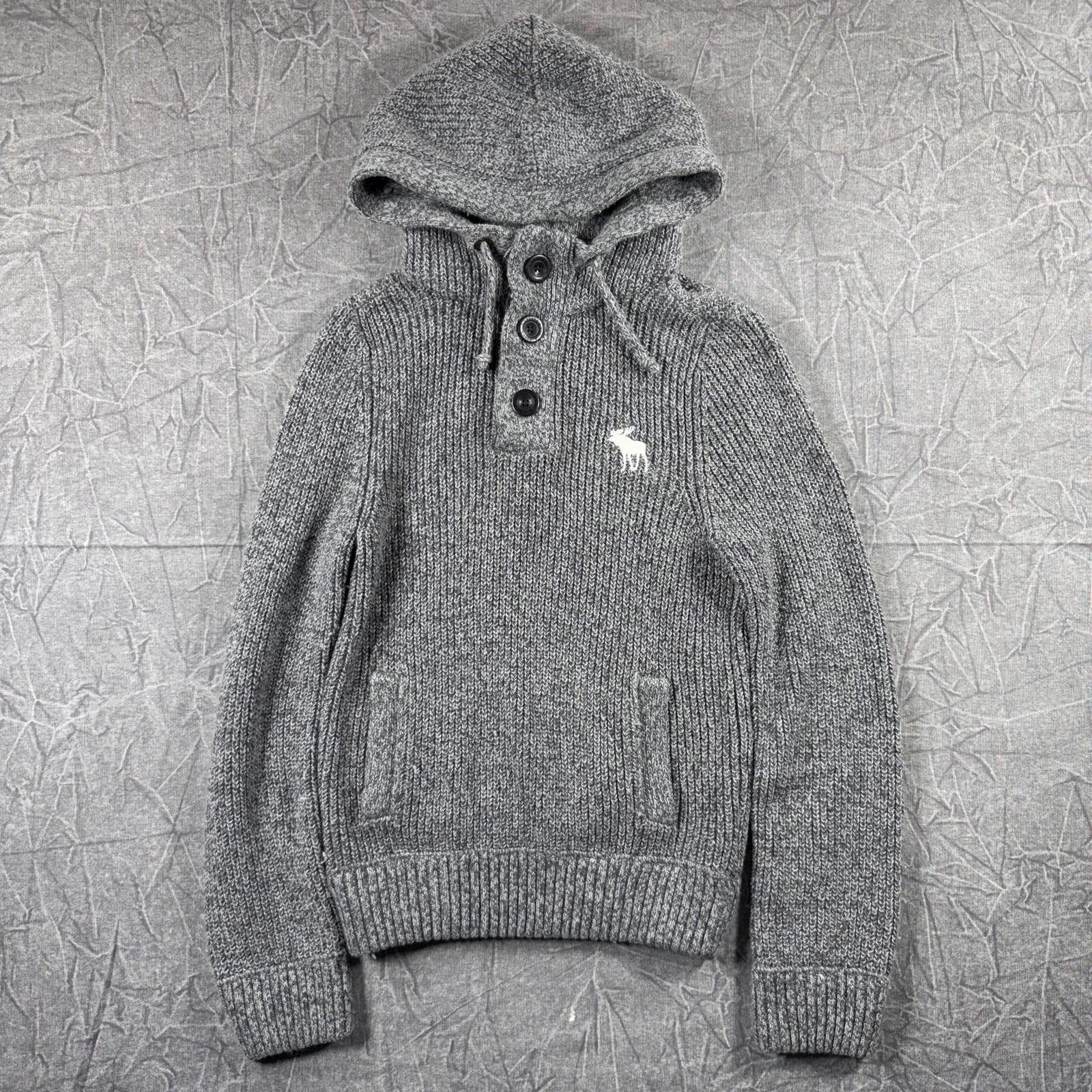 Abercrombie & Fitch Abercrombie Sweater Women's S Grey Knitted Wool Blend Hoodie Size S / US 4 / IT 40 - 1 Thumbnail