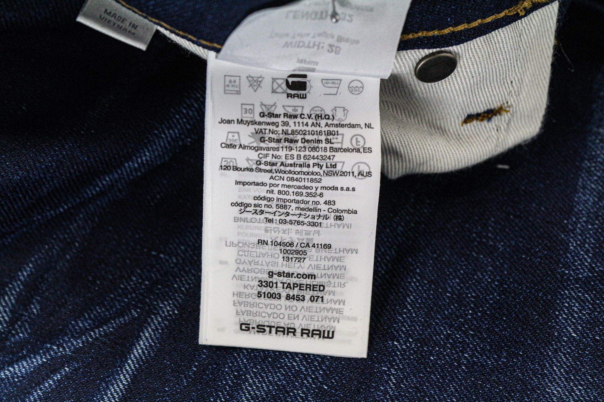 G-Star W28/L32 Dark Blue Tapered Stretch Jeans 74592 Size US 28 / EU 44 - 6 Thumbnail