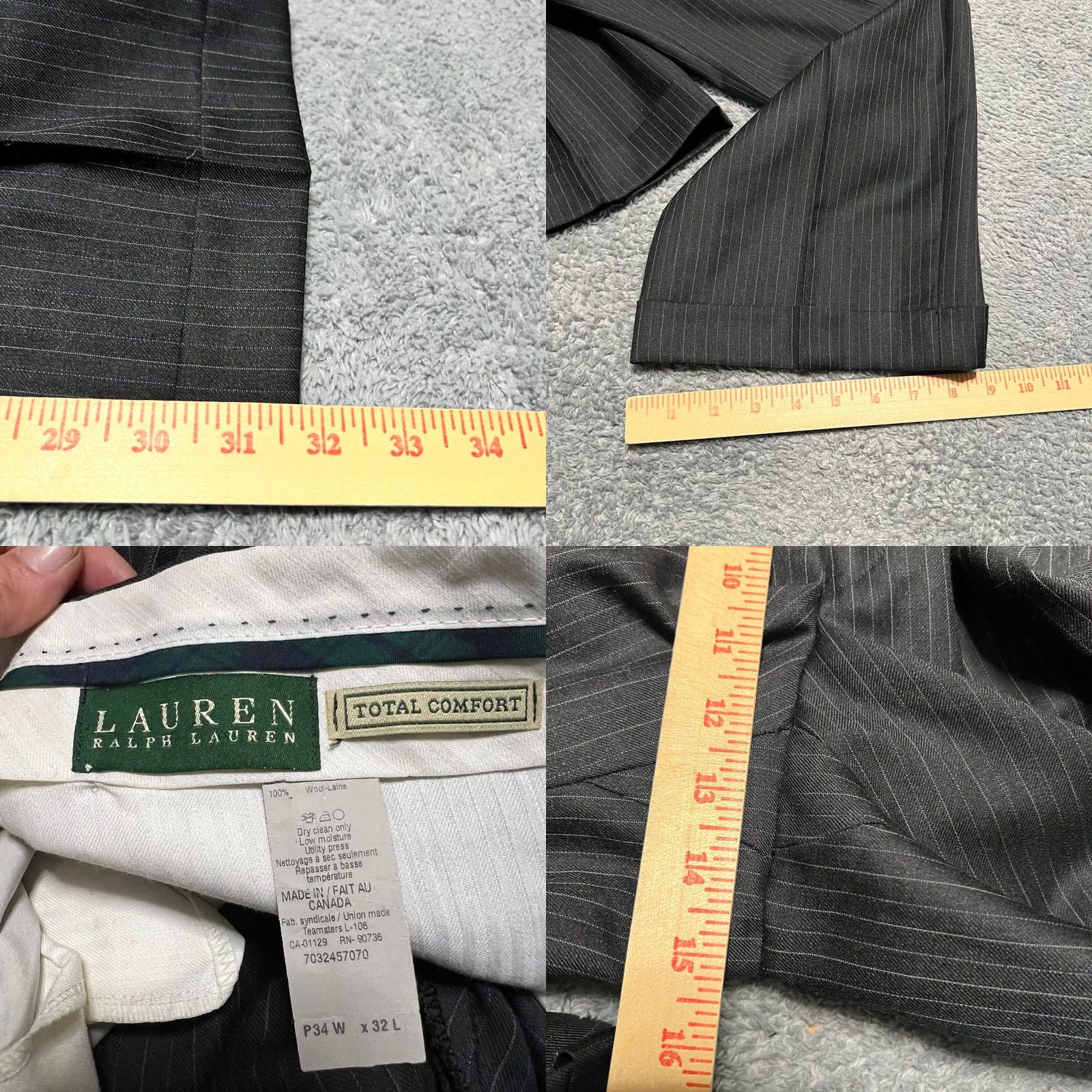 Ralph Lauren Lauren Ralph Lauren Suit Men 42R 34W Gray Blue Pinstripe Wool Blazer Jacket Pant Size 42R - 10 Thumbnail