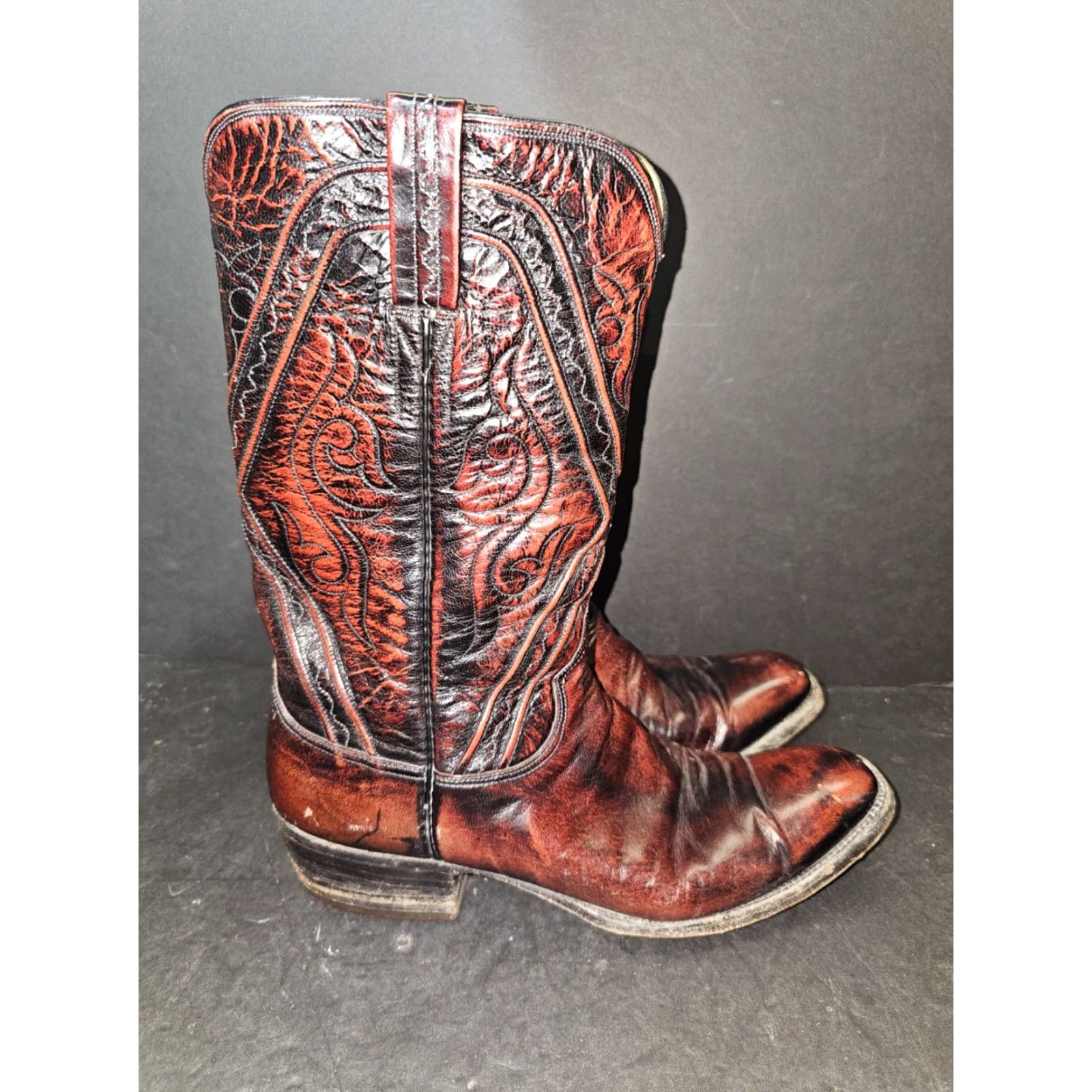 Vintage VINTAGE Lucchese San Antonio Cowboy Western Boots #1350 Mens Sz 10B Black Cherry Size US 10 / EU 43 - 2 Thumbnail