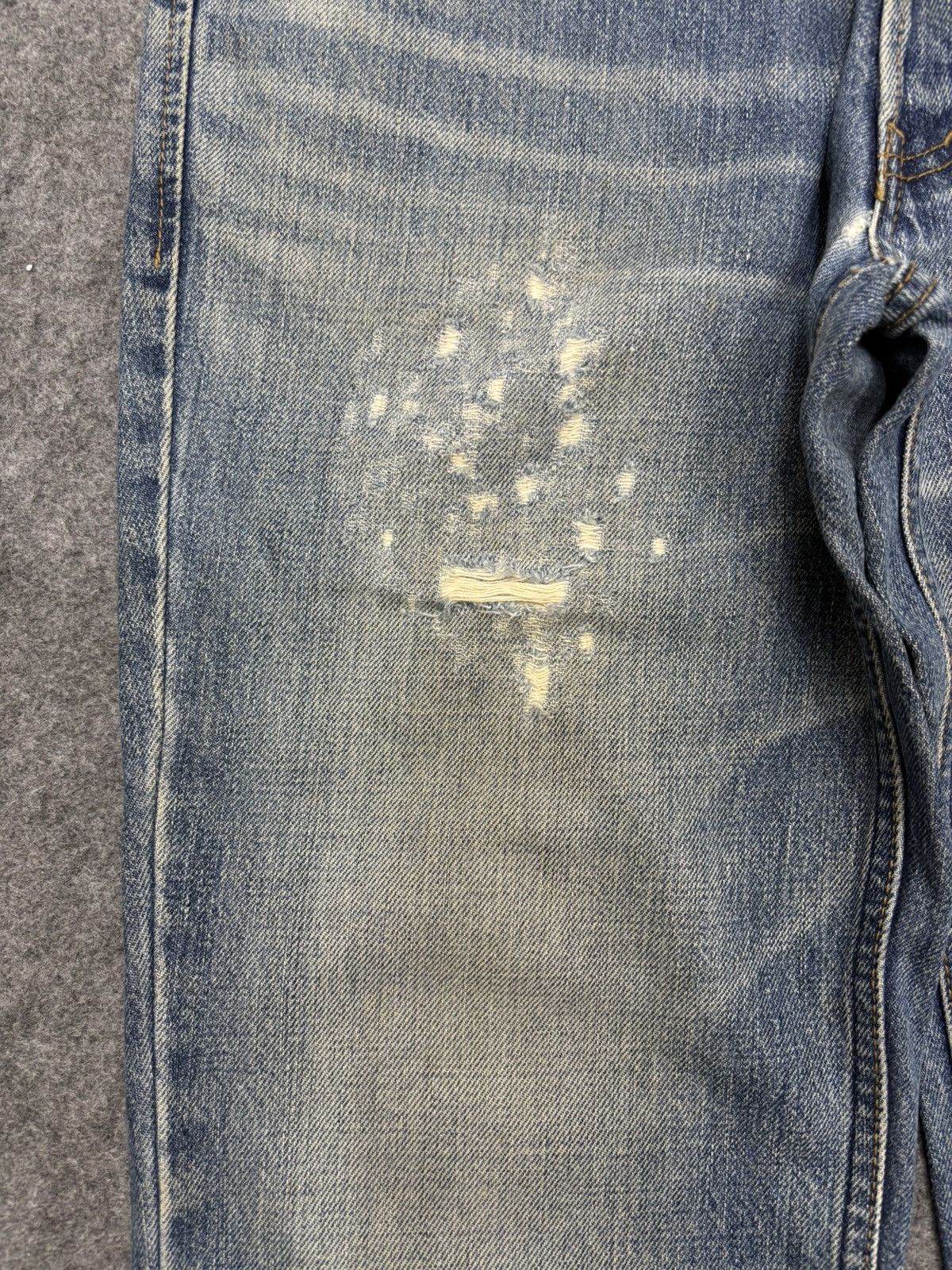 Japanese Brand 💥Vintage LOUNGE LIZARD Japan Crash Distressed Denim F679 Size US 33 - 10 Thumbnail