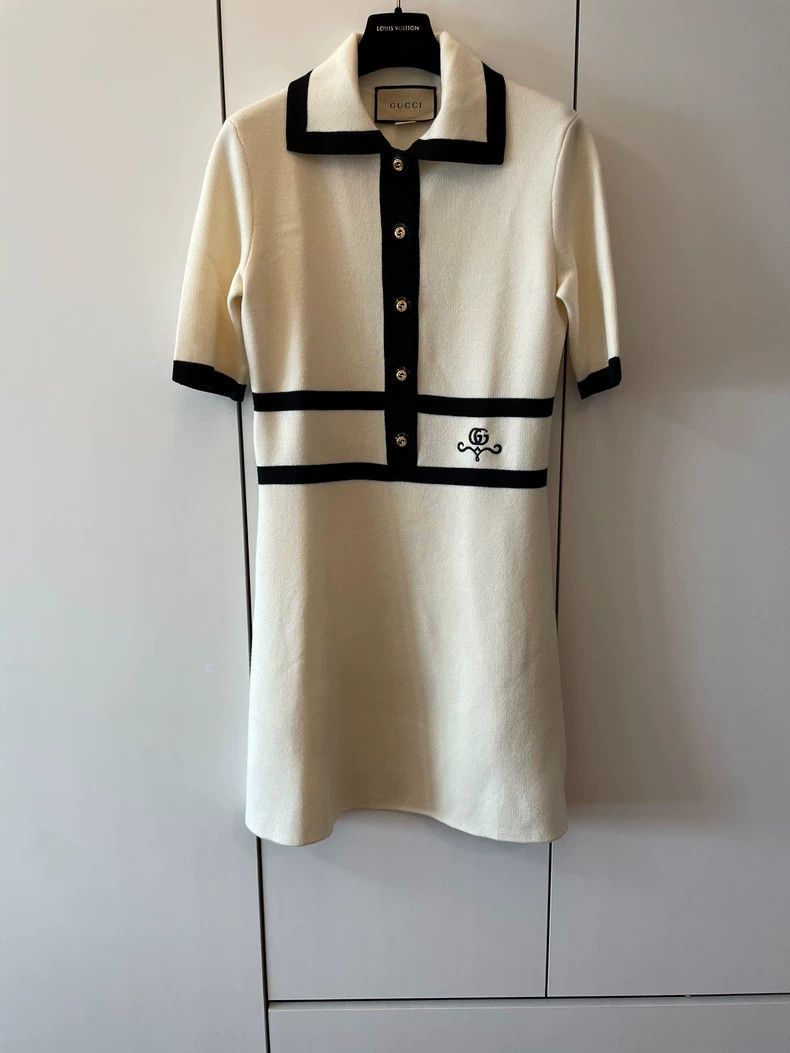 gucci short sleeve dress in cream color-dmc