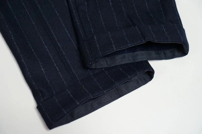 Suitsupply Men Suitsupply Blake Flat Front Trousers Navy Striped US38 Size 38R - 5 Thumbnail