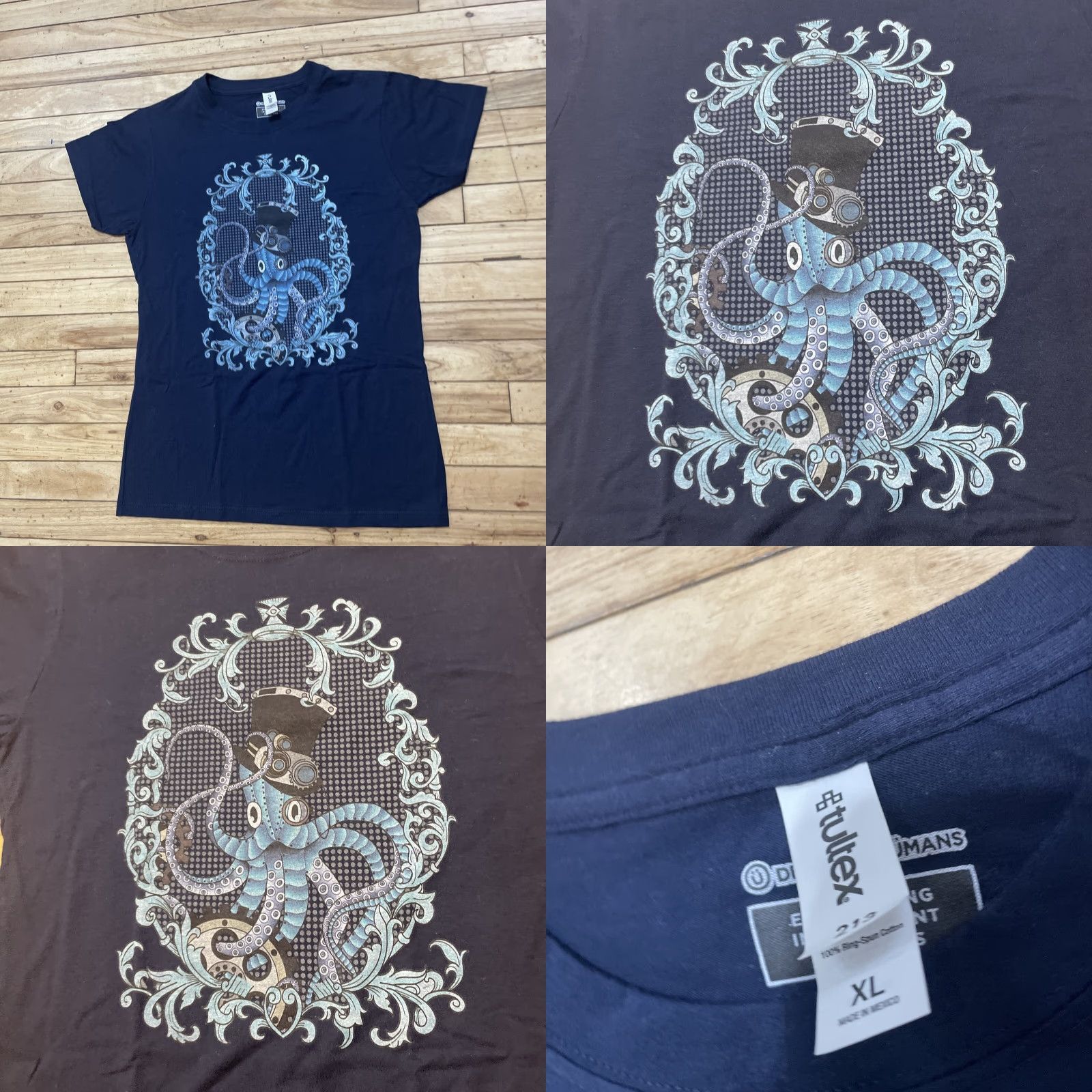 Tultex TULTEX T Shirt Womens XL Octopus Graphic Tee Tultex213 Y2k Steampunk Crew Blue Shirt Womens XL Octopus Graphic Tee Tultex213 Y2k Steampunk Blue Size XL / US 12-14 / IT 48-50 - 9 Thumbnail