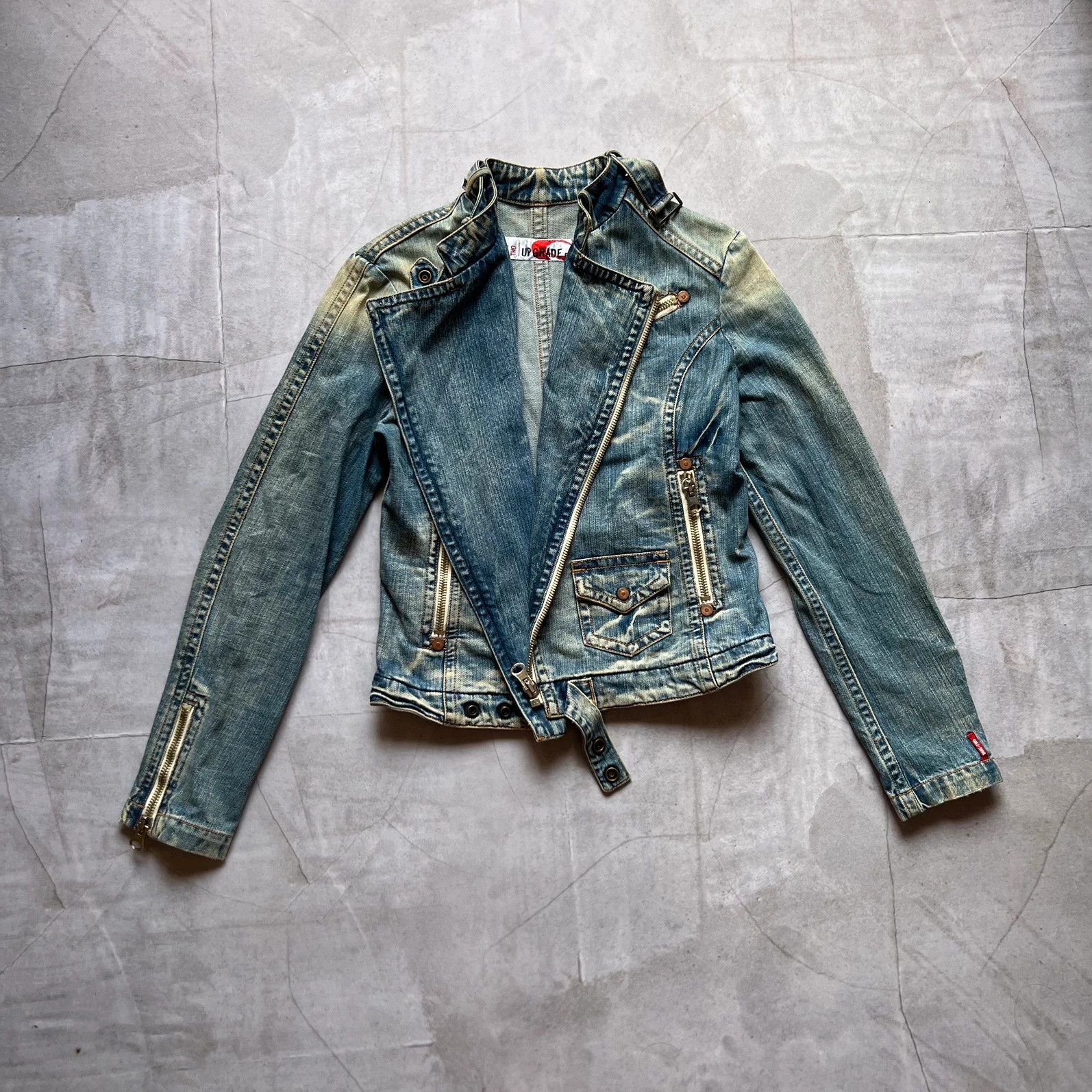 Hysteric Glamour 00s Japan Cropped bomber Denim Biker Jacket Side zip Y2K Size M / US 6-8 / IT 42-44 - 3 Thumbnail