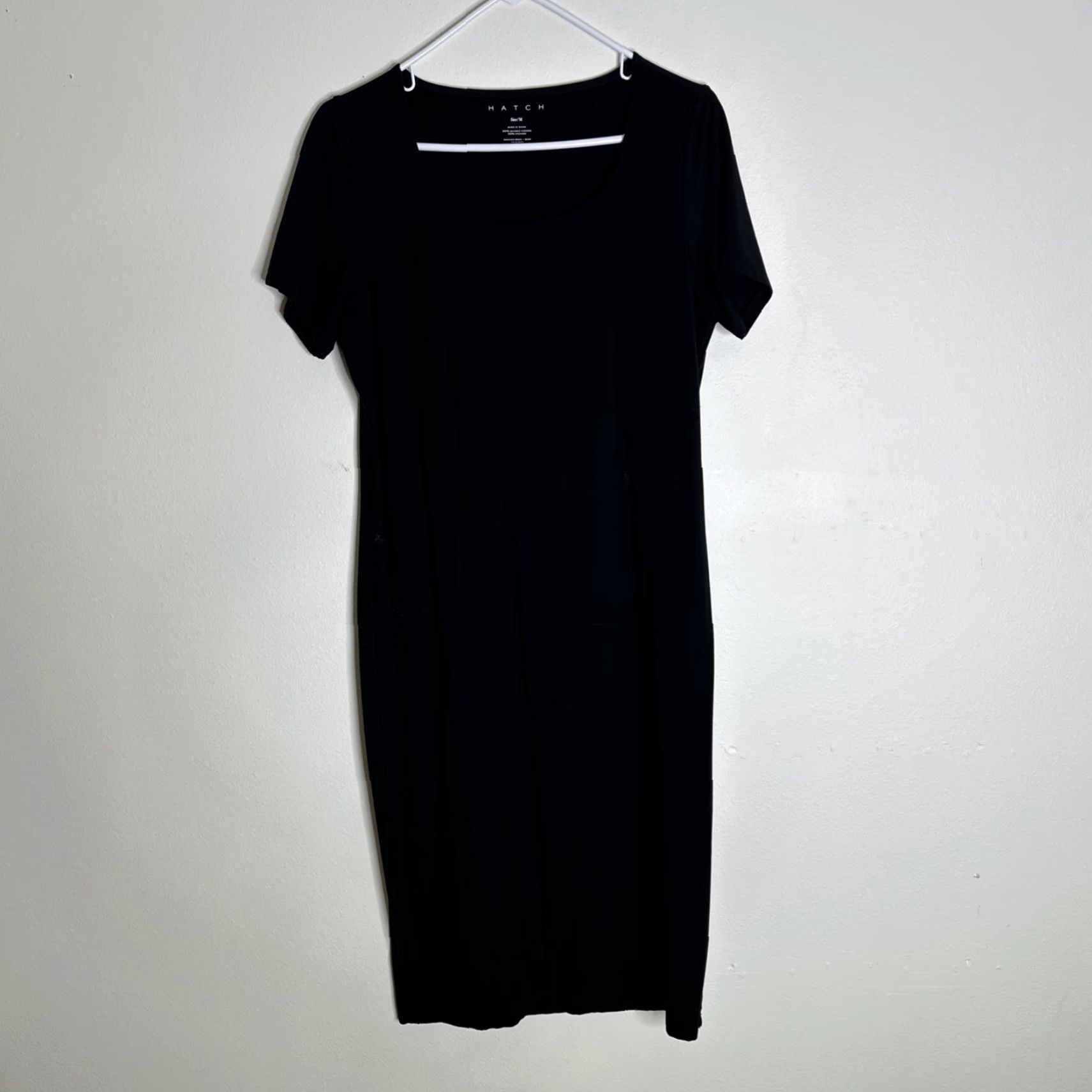 Vintage Hatch Maternity Dress Shirt Dress Short Sleeve Black Scoop Neck Midi Medium Women Mens? Size 32" / US 10 / IT 46 - 3 Thumbnail