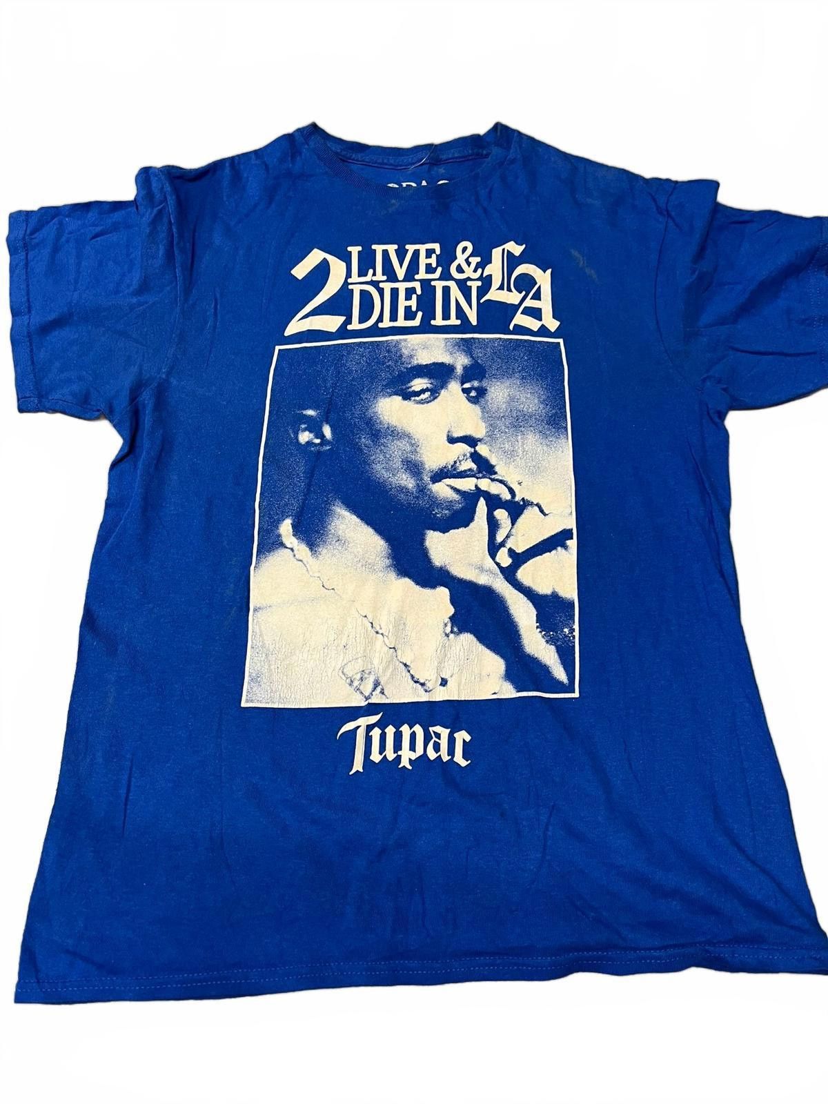 Designer 2Pac '2 Live & Die in L.A.' Graphic Tee - Blue Size US M / EU 48-50 / 2 - 2 Thumbnail