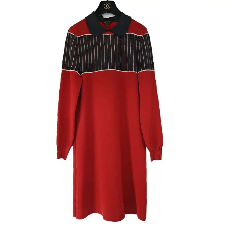 Louis Vuitton Louis Vuitton Red Wool Polka Dot Dress 0089 Size S / US 4 / IT 40 - 1 Thumbnail
