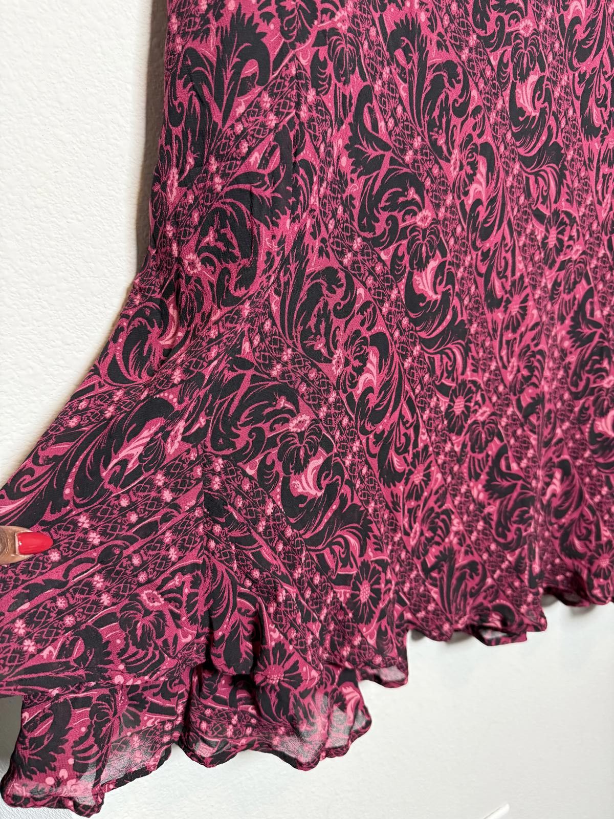 Designer Vintage Pink and Black Romantic Sheer Maxi Skirt Size 36" / US 14 / IT 50 - 2 Thumbnail