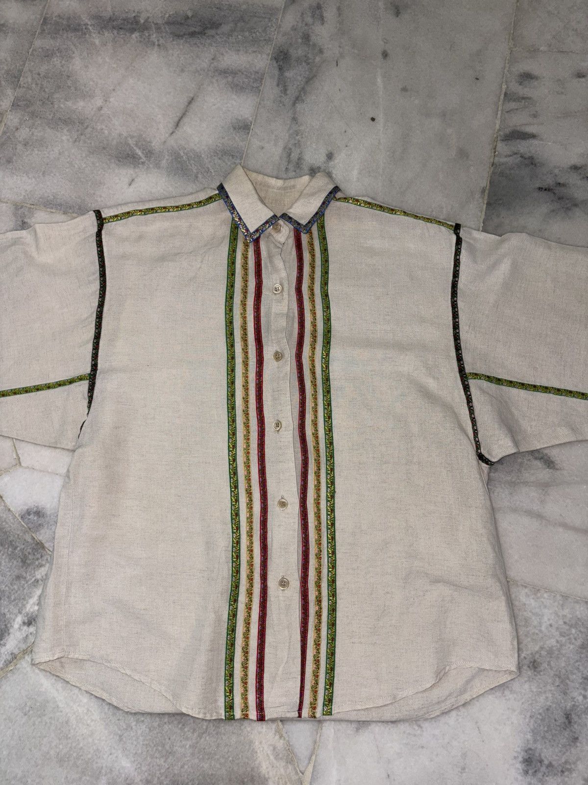 Designer × Kenzo 90s Kenzo Linen Shirt Size US L / EU 52-54 / 3 - 9 Thumbnail