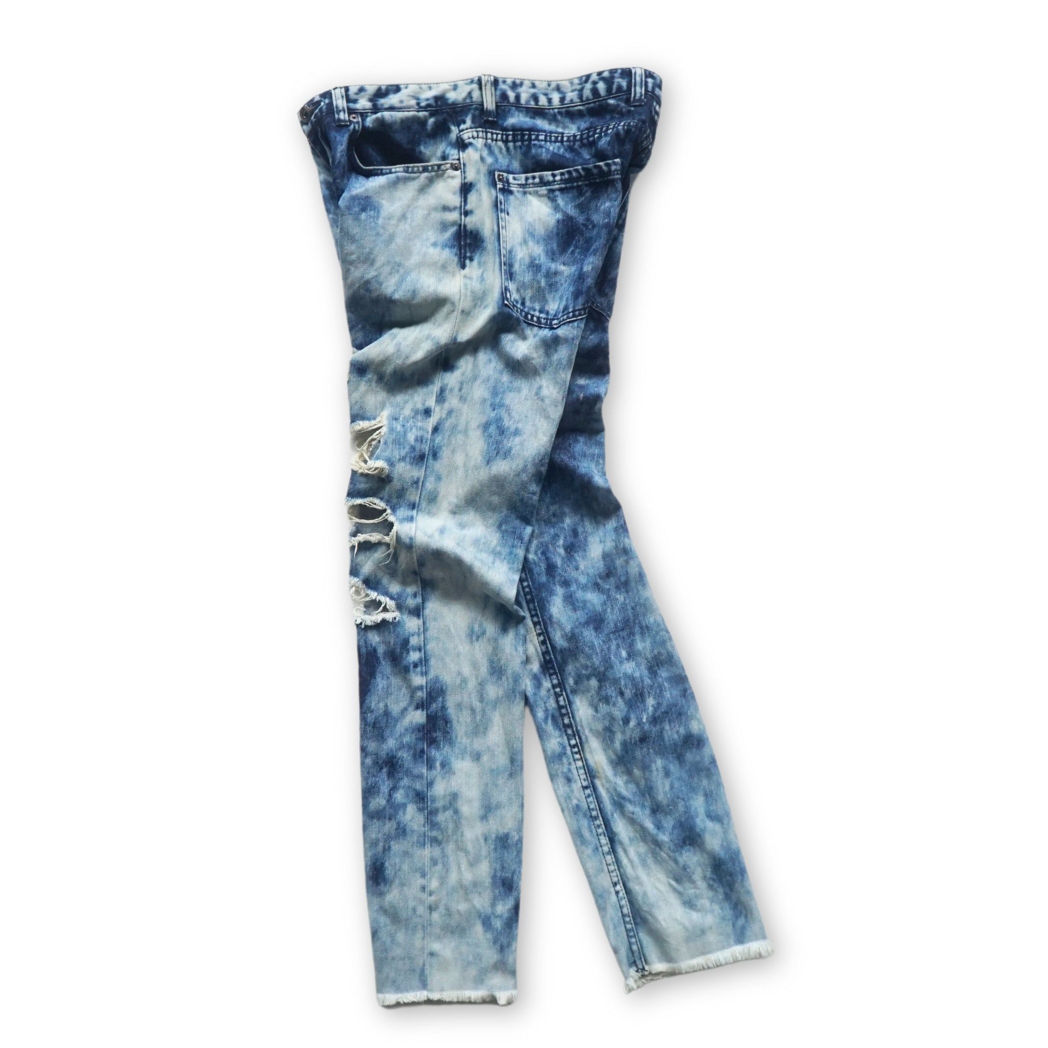 Japanese Brand RINGS Acid Wash Distressed Ripped Jeans Size US 32 / EU 48 - 3 Thumbnail