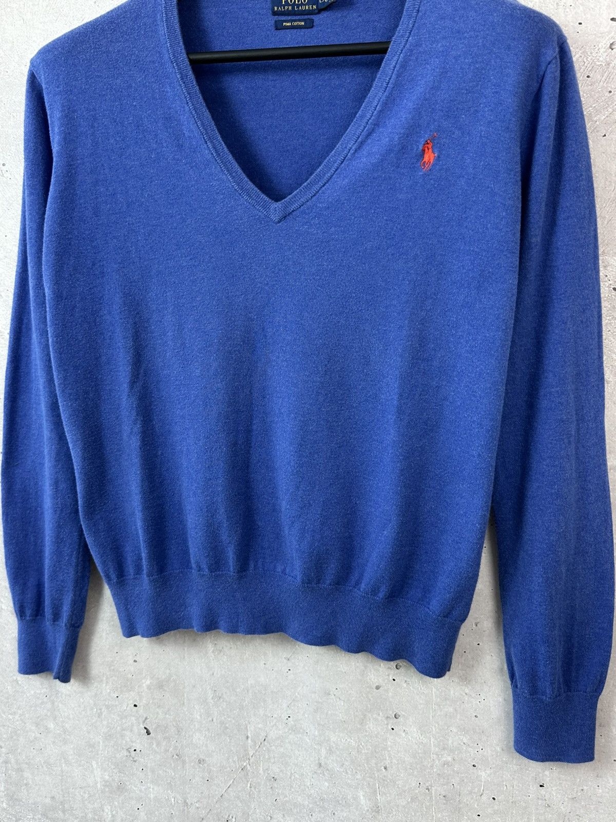 Polo Ralph Lauren Polo Ralph Lauren Blue Pima Cotton V-Neck Jumper Size L / US 10 / IT 46 - 3 Thumbnail