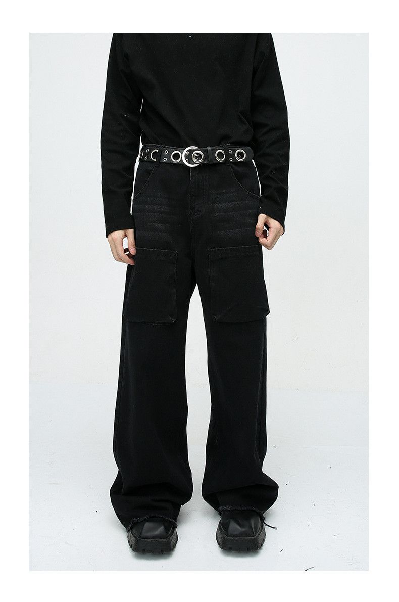 Japanese Brand × Jean American style loose straight wide leg raw edge jeans Size US 32 / EU 48 - 1 Thumbnail