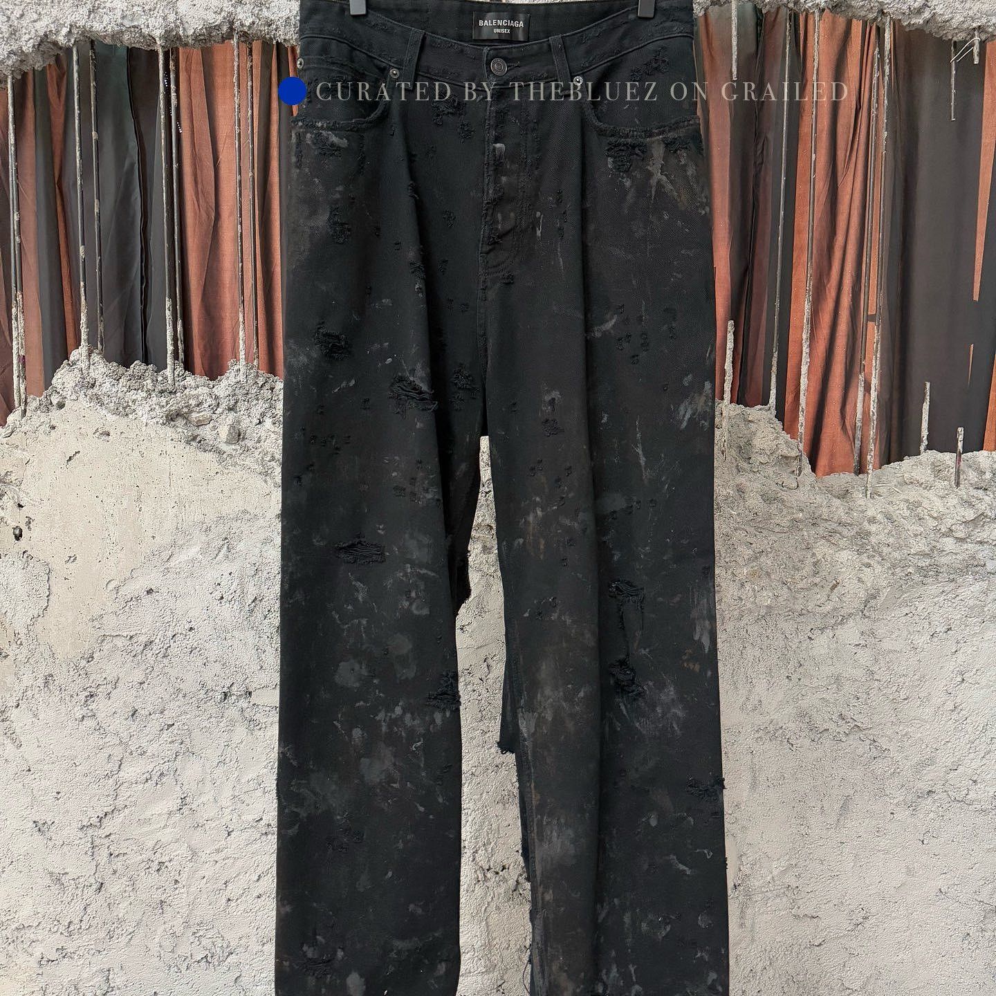 Balenciaga SS18 Archetype Destroyed Knee Black Jeans | Grailed