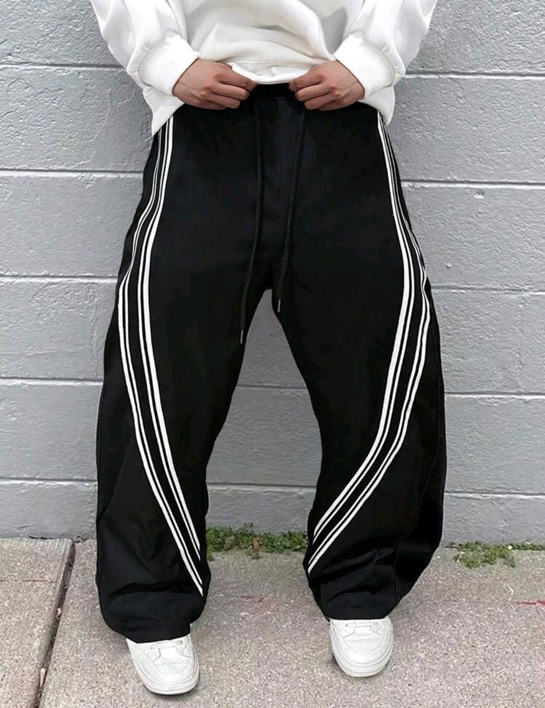 Japanese Brand × Vintage Casual Loose Straight-Leg Pants Stripe & Drawstring Waist Size US 35 - 4 Thumbnail