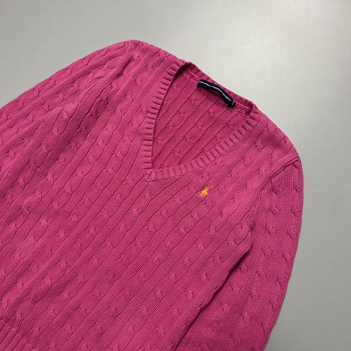 Polo Ralph Lauren × Vintage Polo Ralph Lauren Sport Cable Knit Sweater M Pink Size M / US 6-8 / IT 42-44 - 1 Thumbnail