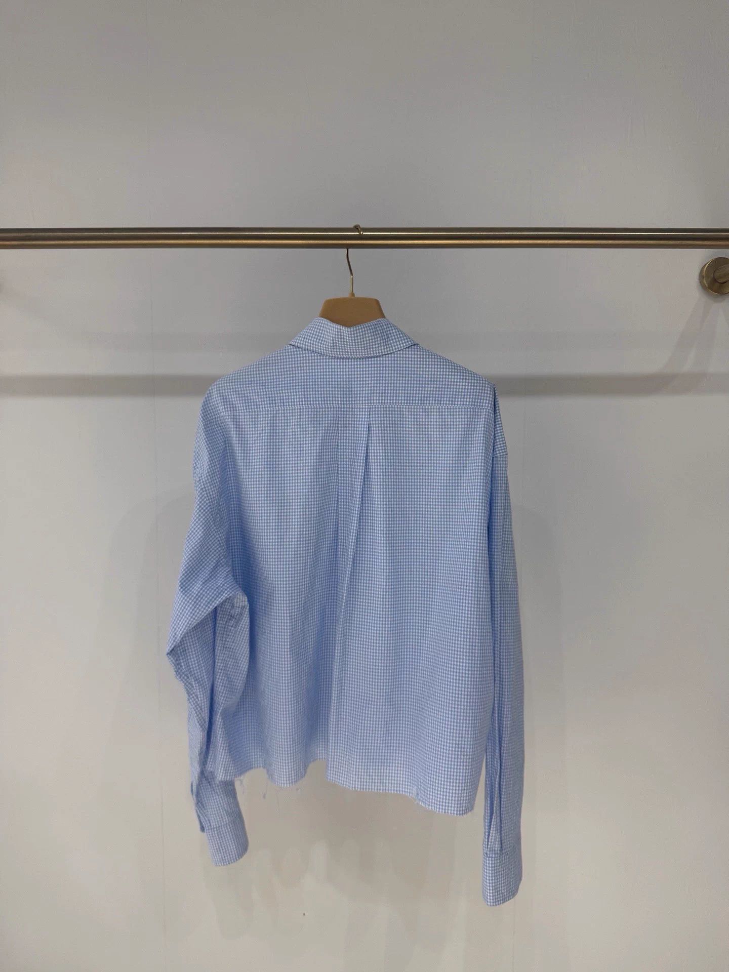 Miu Miu MIU MIU Women's Light Blue Check Logo Shirt 38 Mint Size S / US 4 / IT 40 - 5 Thumbnail