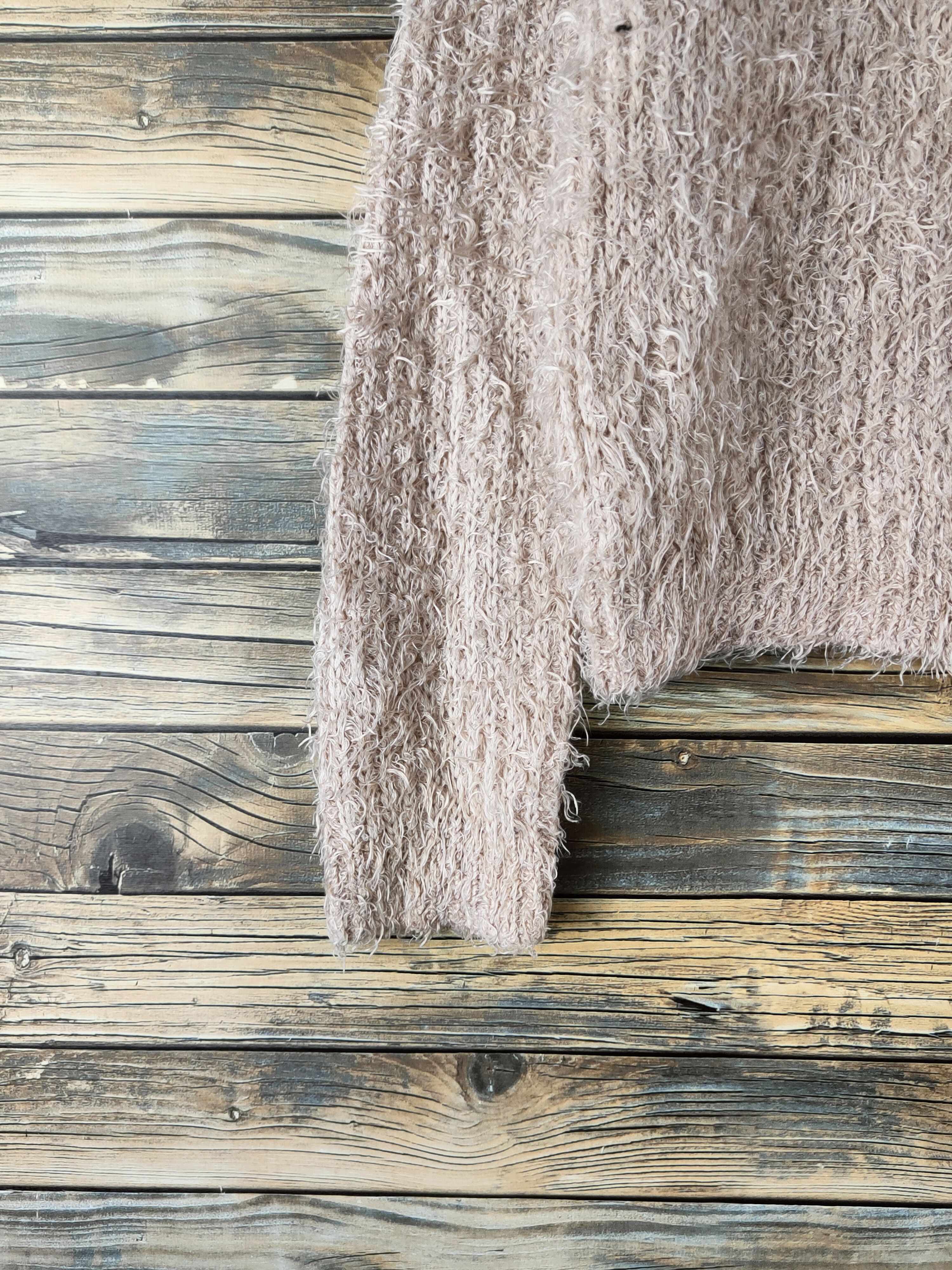 MOUSSY DL Moussy Beige Fur Mohair Knitwear #46-951 Size L / US 10 / IT 46 - 4 Thumbnail