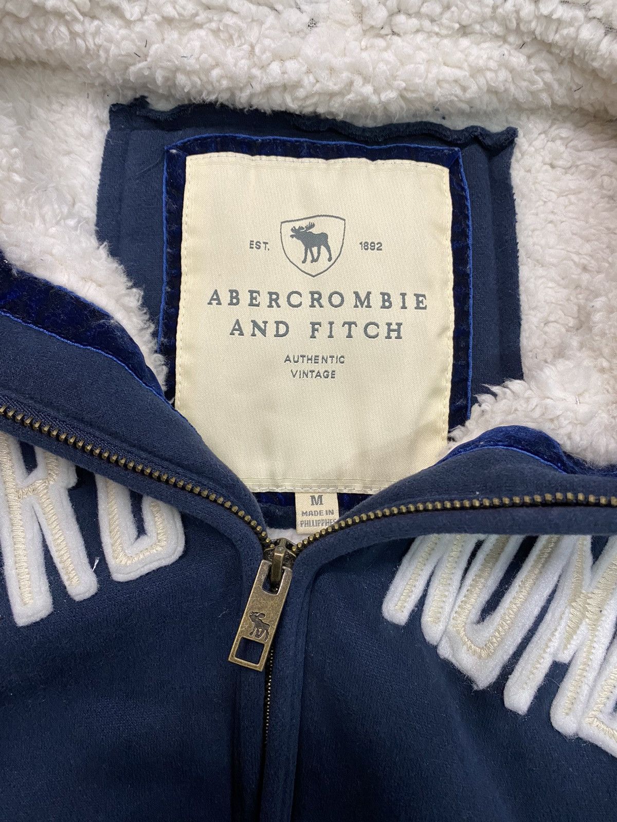 Abercrombie buy and Fitch Navy Sherpa Jacket 1892 Size Large y2k