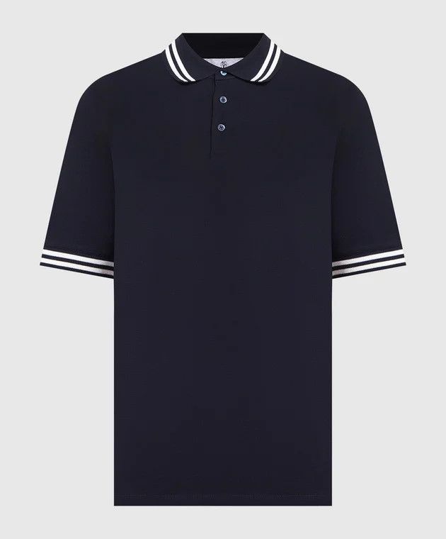 image of Brunello Cucinelli O1W1Db10524 Polo T-Shirt In Navy, Men's (Size XS)