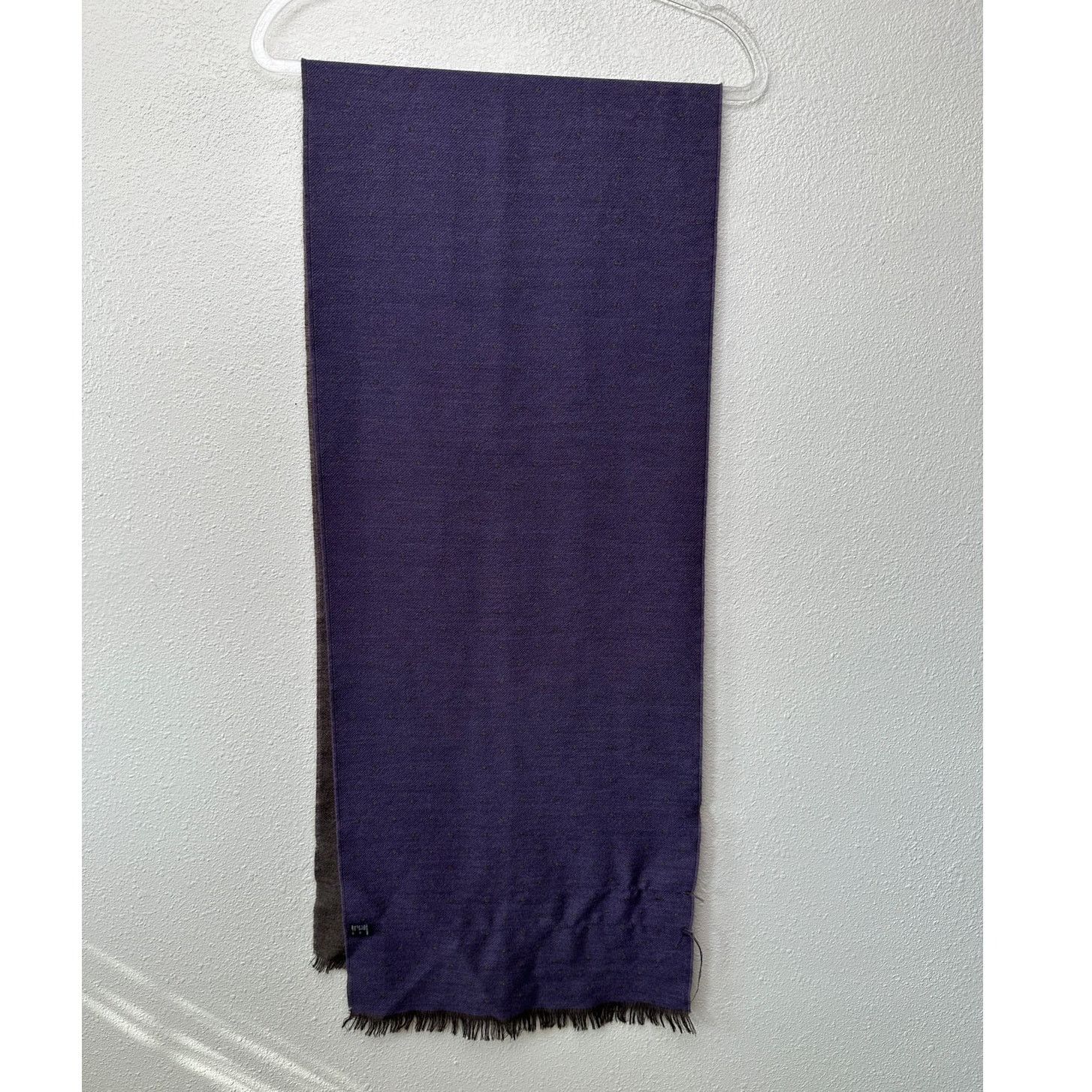 Other Italian Scarf Purple Brown Polka Dot Wool Silk ~70” Size ONE SIZE - 5 Thumbnail