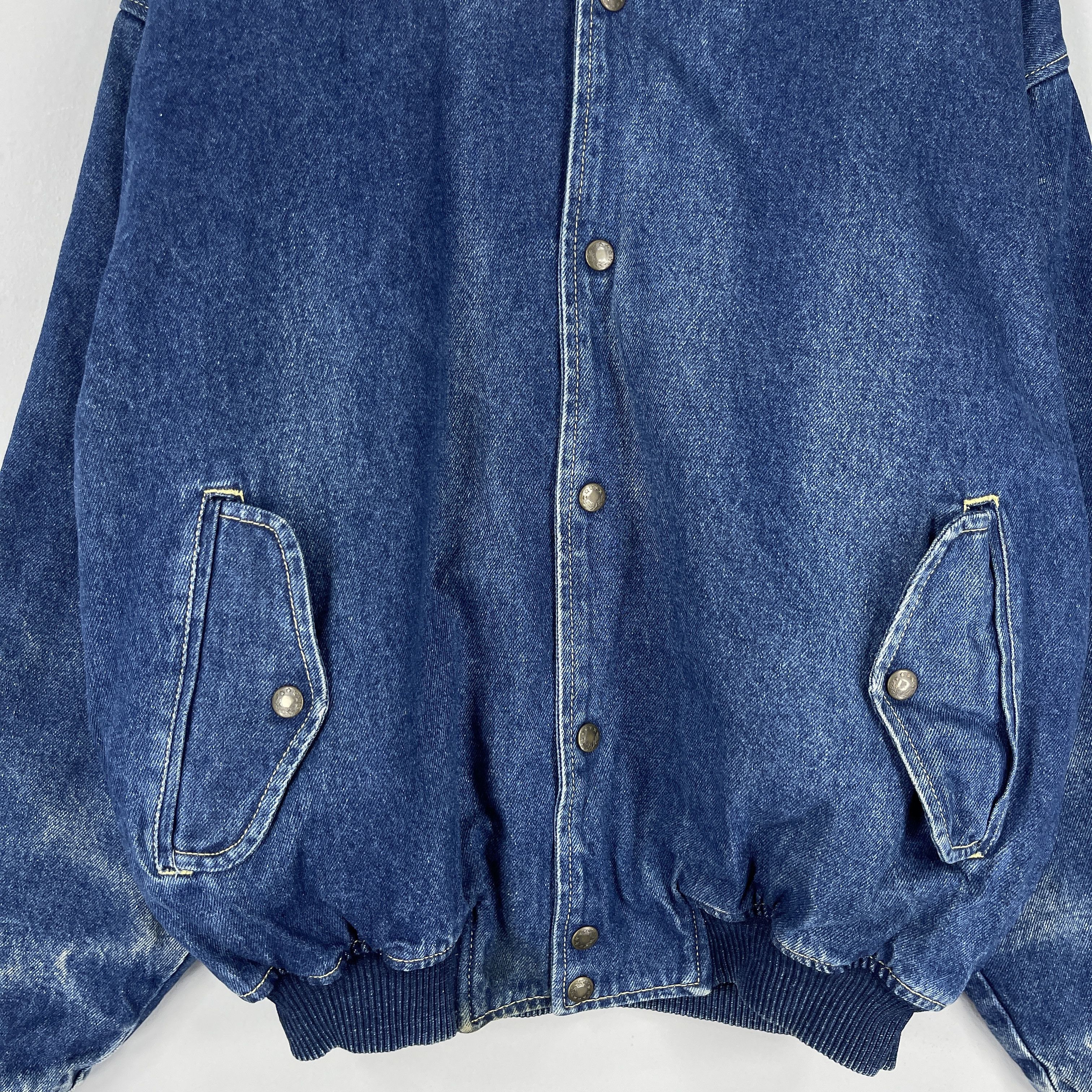 Vintage Vintage 1990s CANGARCON Bomber Style Denim Jacket Size US L / EU 52-54 / 3 - 5 Thumbnail