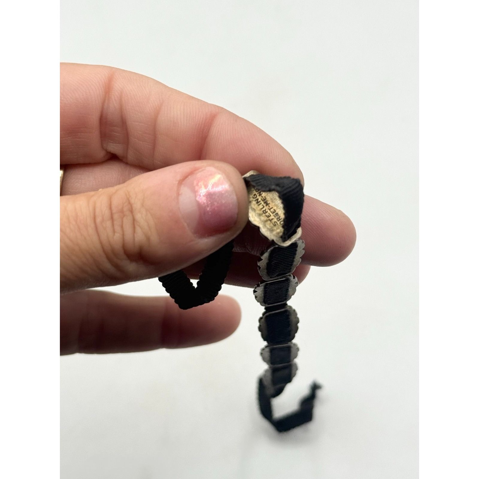 Vintage Antique Sterling Silver Forget Me Not Floral Bracelet Grosgr Size ONE SIZE - 5 Thumbnail