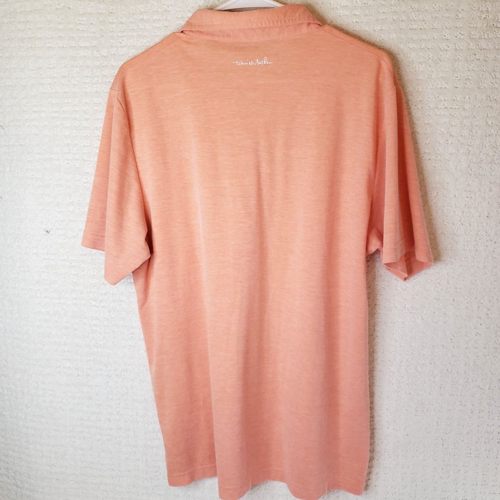TravisMathew Travis Mathew Men Polo L Coral Pima Cotton Short Sleeve Slit Logo Button-Down Shirt Regular Fit Size US L / EU 52-54 / 3 - 6 Thumbnail