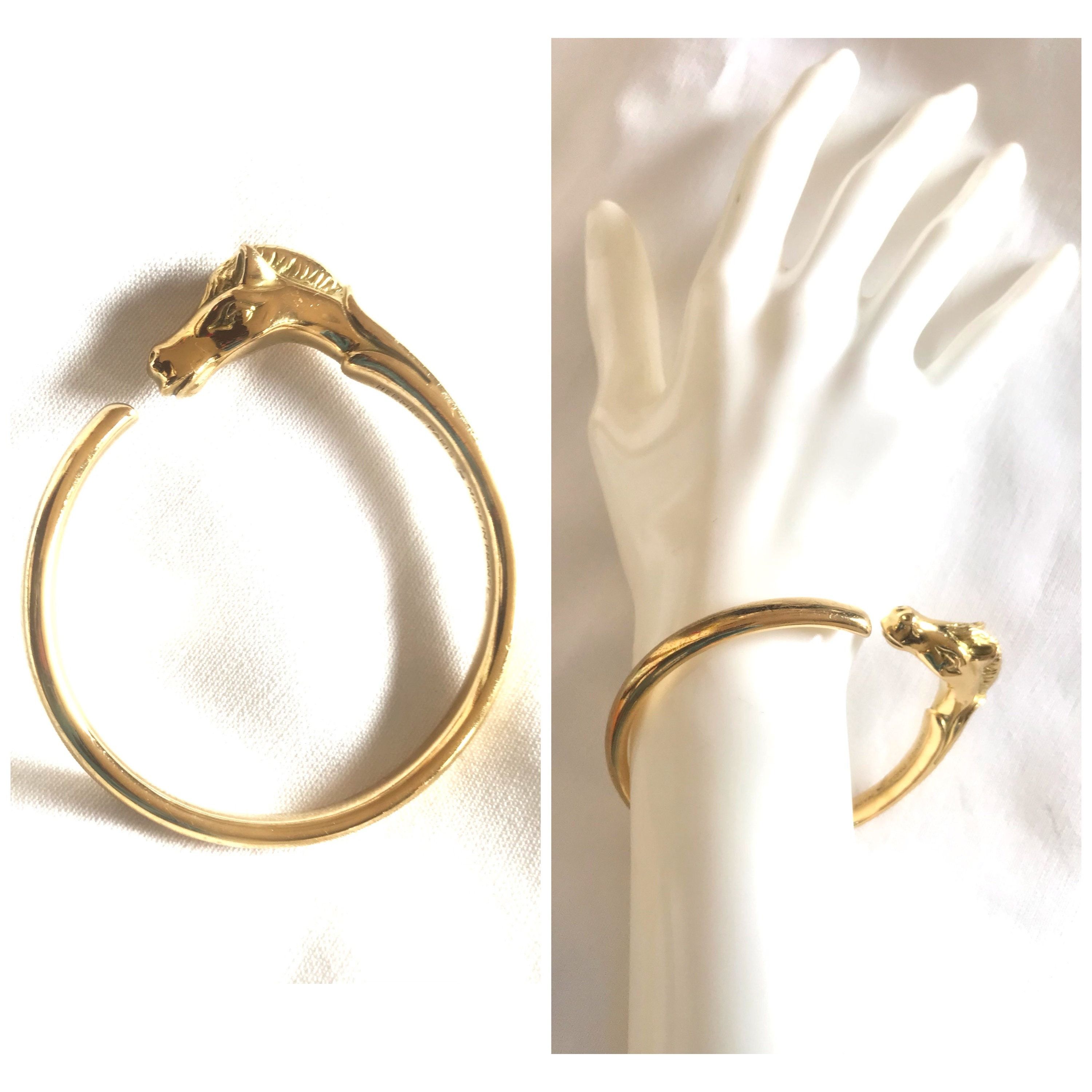 Hermes Vintage Hermes golden horse head design bangle, bracelet. Size ONE SIZE - 3 Thumbnail
