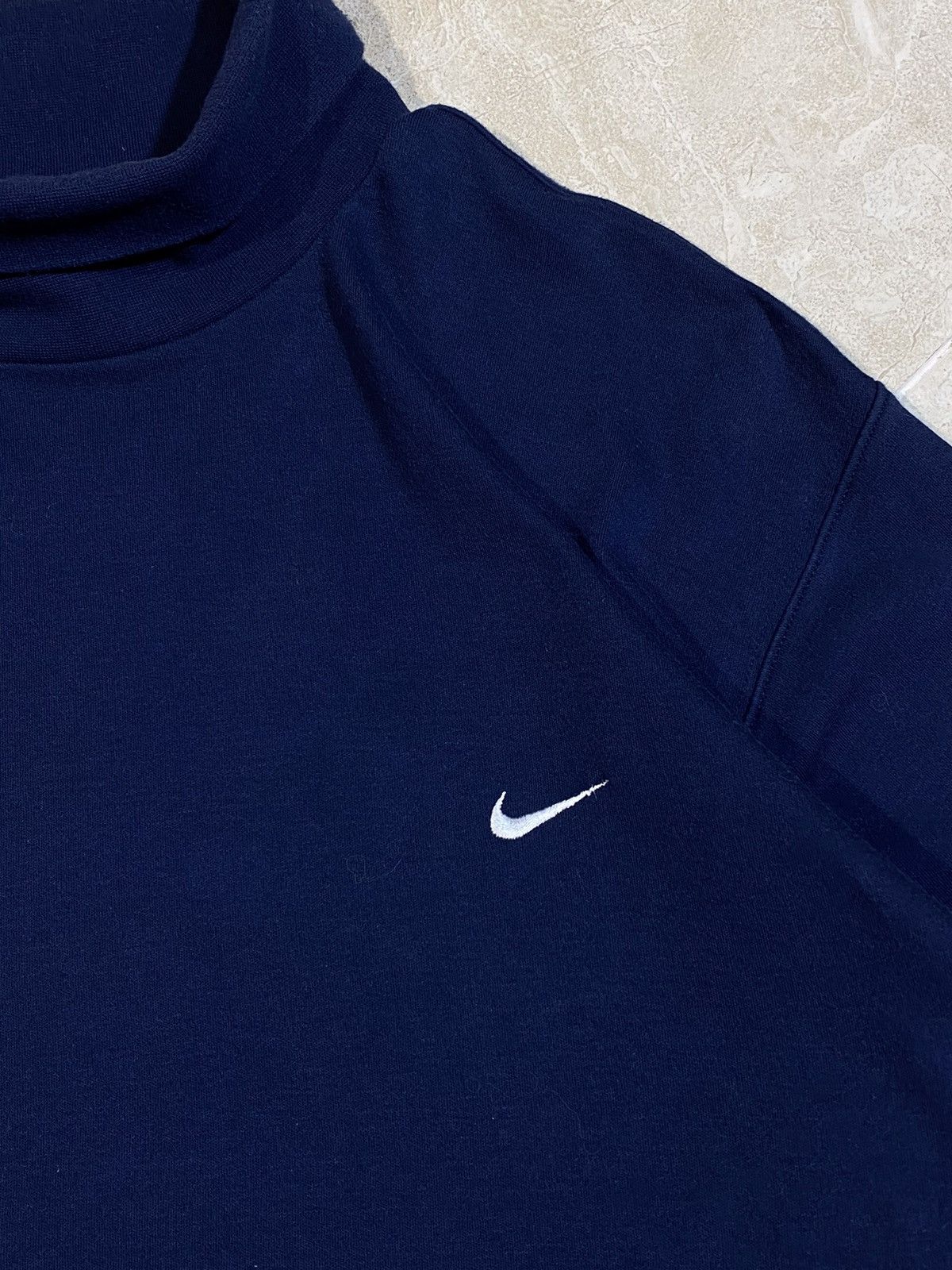 Nike 🔥 00s RARE NIKE TURTLENECK NAVY BLUE SWEATSHIRT VINTAGE Size US L / EU 52-54 / 3 - 3 Thumbnail