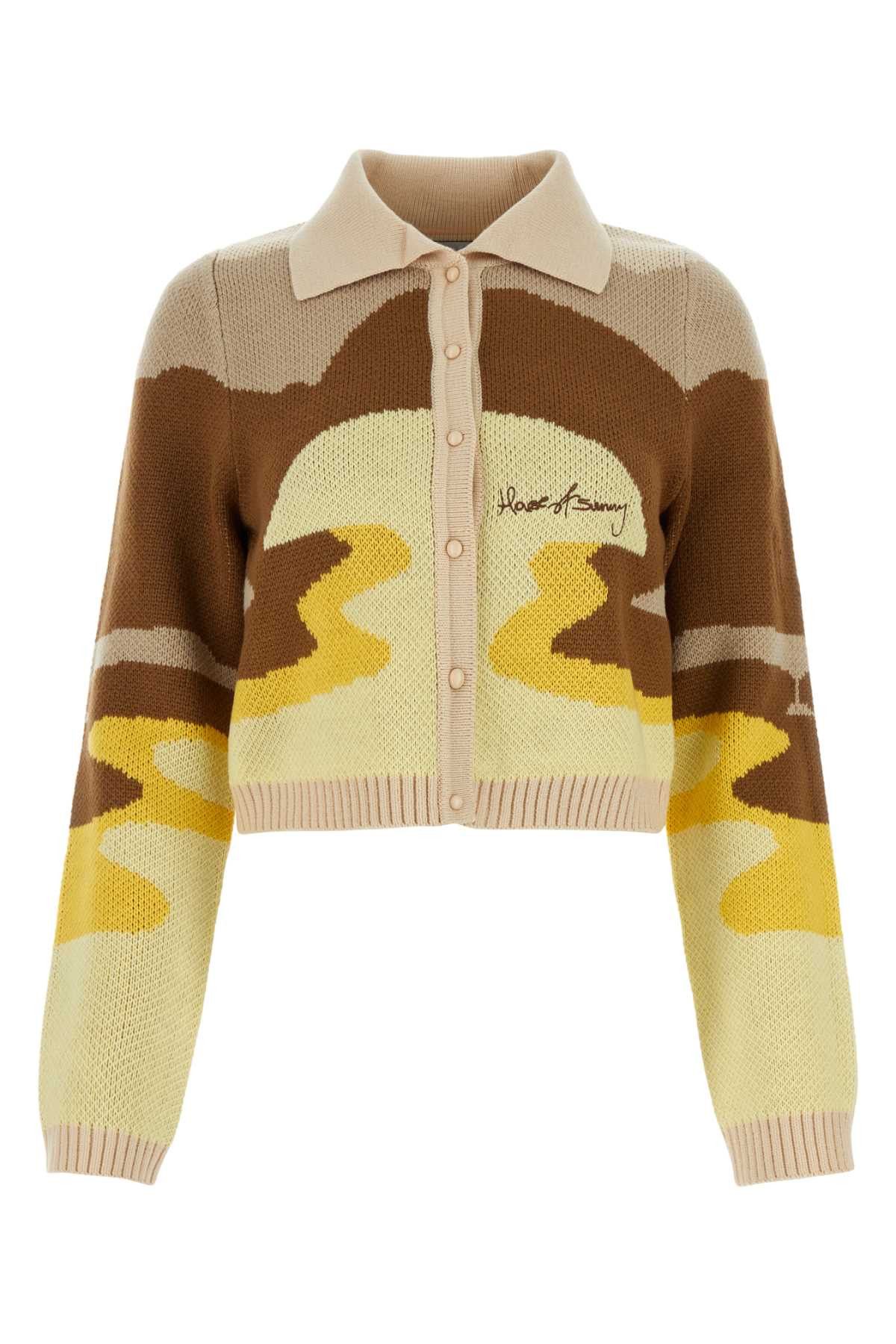 image of House Of Sunny Multicolor Acrylic The Dunes Tripped Cardigan, Women's (Size Small)