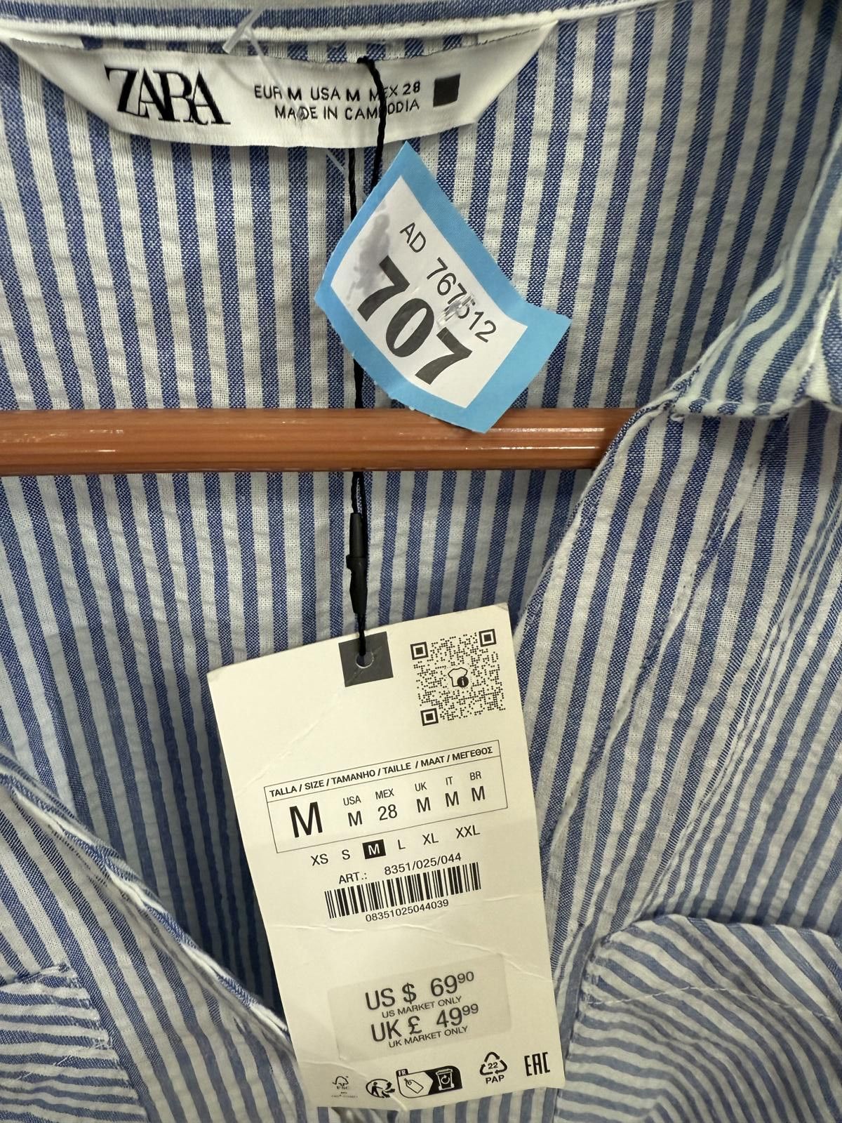 Zara Zara Blue and White Striped Long Sleeve Dress Size M / US 6-8 / IT 42-44 - 2 Thumbnail