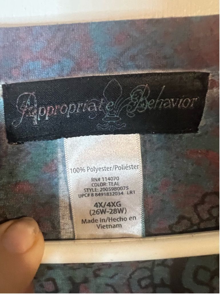 Other Women's Appropriate Behavior Top 4X Teal Red Paisley V-Neck Size 4XL / US 24-26 - 3 Thumbnail