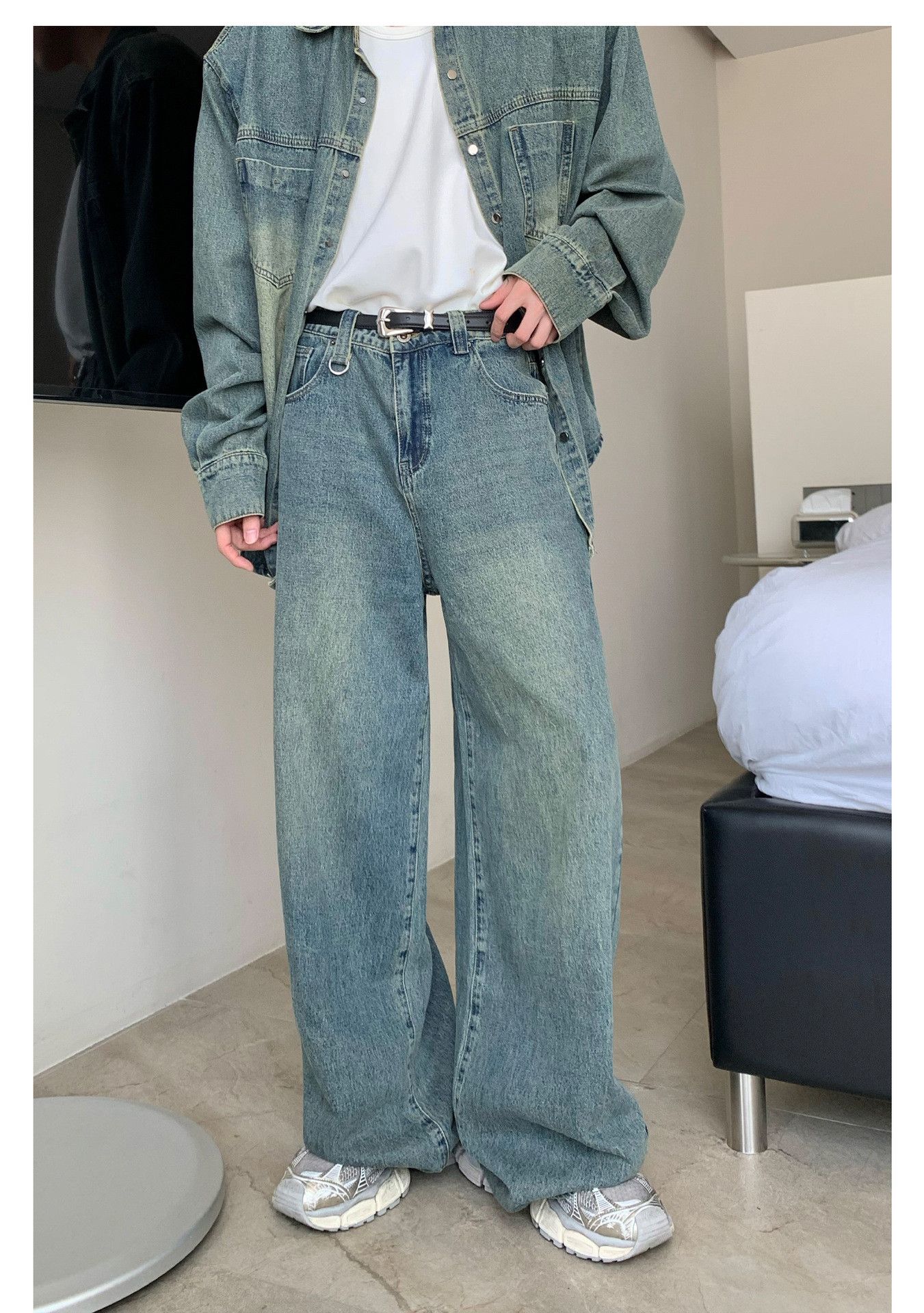 Japanese Brand × Jean Retro distressed washed American wide-leg loose casual jeans Size US 32 / EU 48 - 1 Thumbnail
