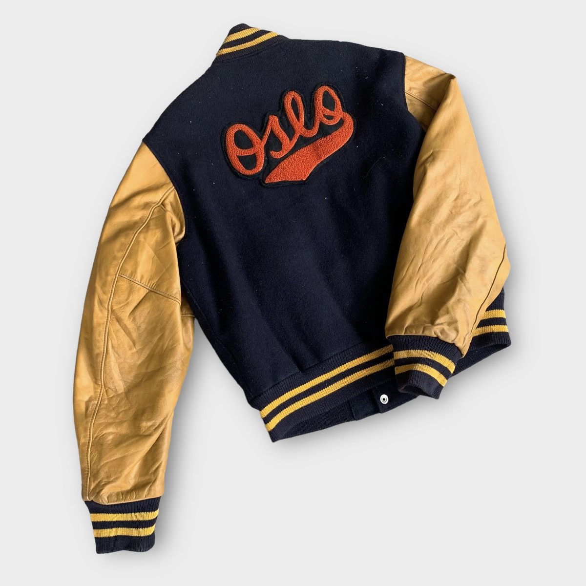 Leather Rare! Vintage 90s Golden Bear Oslo Wool Varsity Jacket Size US S / EU 44-46 / 1 - 4 Thumbnail