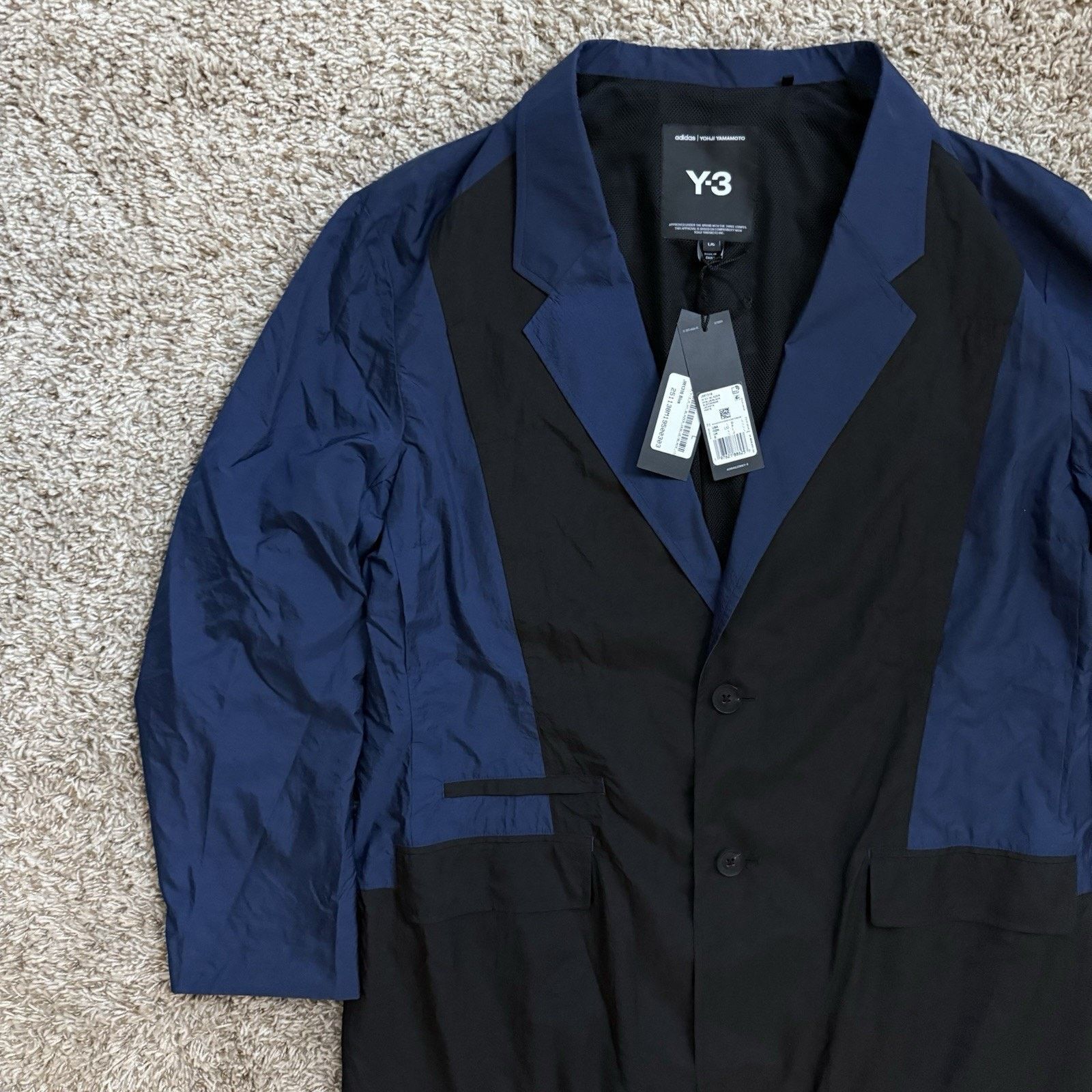 Adidas × Y-3 × Yohji Yamamoto Y-3 Yohji Yamamoto Adidas Ultralight Nylon Blazer Black Blue Size US L / EU 52-54 / 3 - 3 Thumbnail