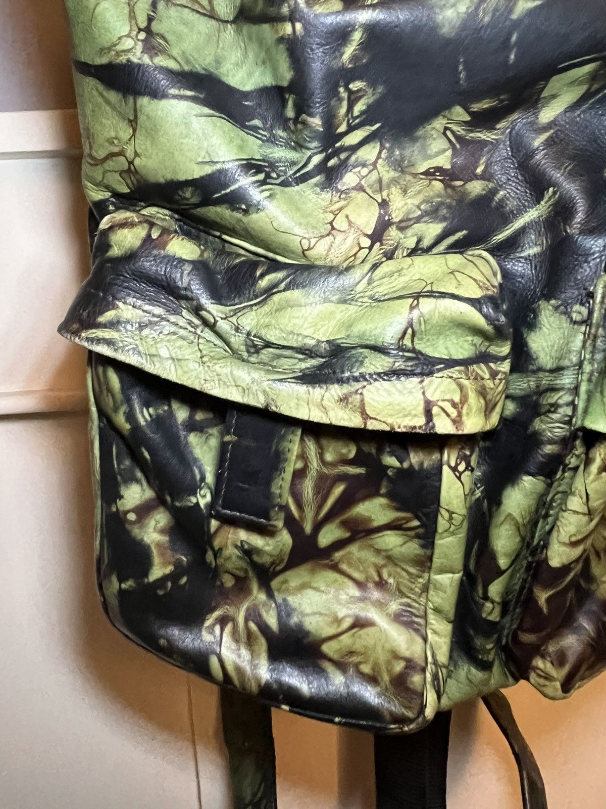 Jean Paul Gaultier Vintage 90s Jean Paul Gaultier Leather Camoflage Backpack Size ONE SIZE - 7 Thumbnail