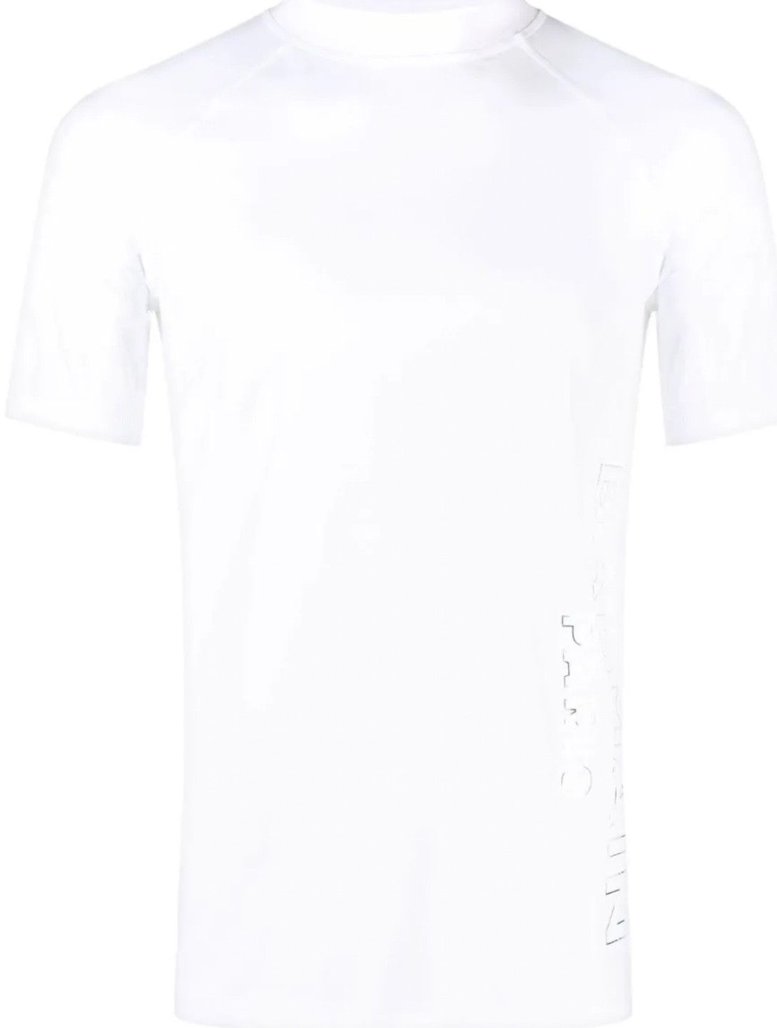 Image of Balmain White Logo Mock Neck T-Shirt Size 2Xl, Men's