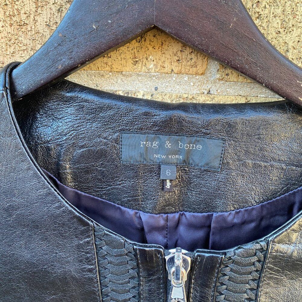 Rag & Bone Rag & Bone Lambskin Biker Jacket Leather Size 6 Black Shirt Size M / US 6-8 / IT 42-44 - 7 Thumbnail