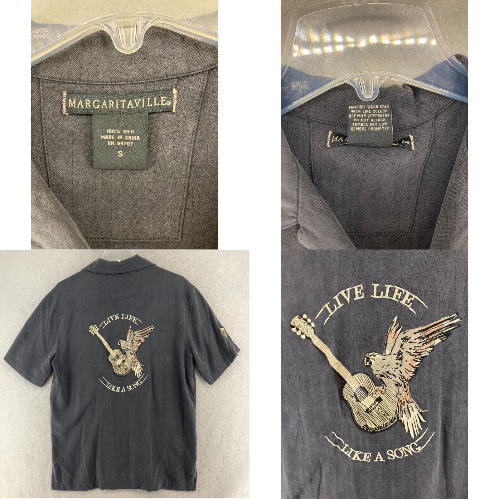 Olive Margaritaville Shirt Silk Black Mens Short Sleeve Collared Small Adult Regular Beach Music Mens Size US S / EU 44-46 / 1 - 8 Thumbnail