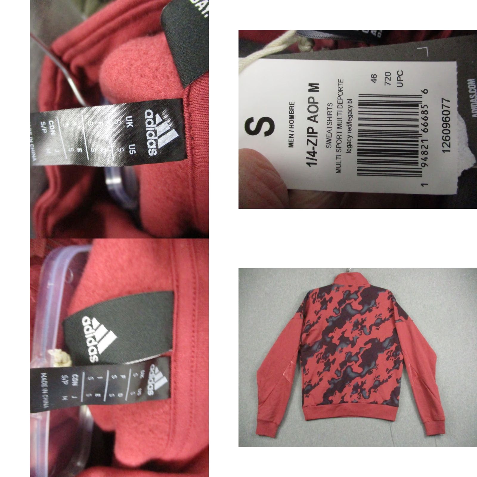 Adidas Adidas Sweatshirt Mens Small Red Black Camo 1/4 Zip Pullover Legacy AOP H25085 Size US S / EU 44-46 / 1 - 8 Thumbnail