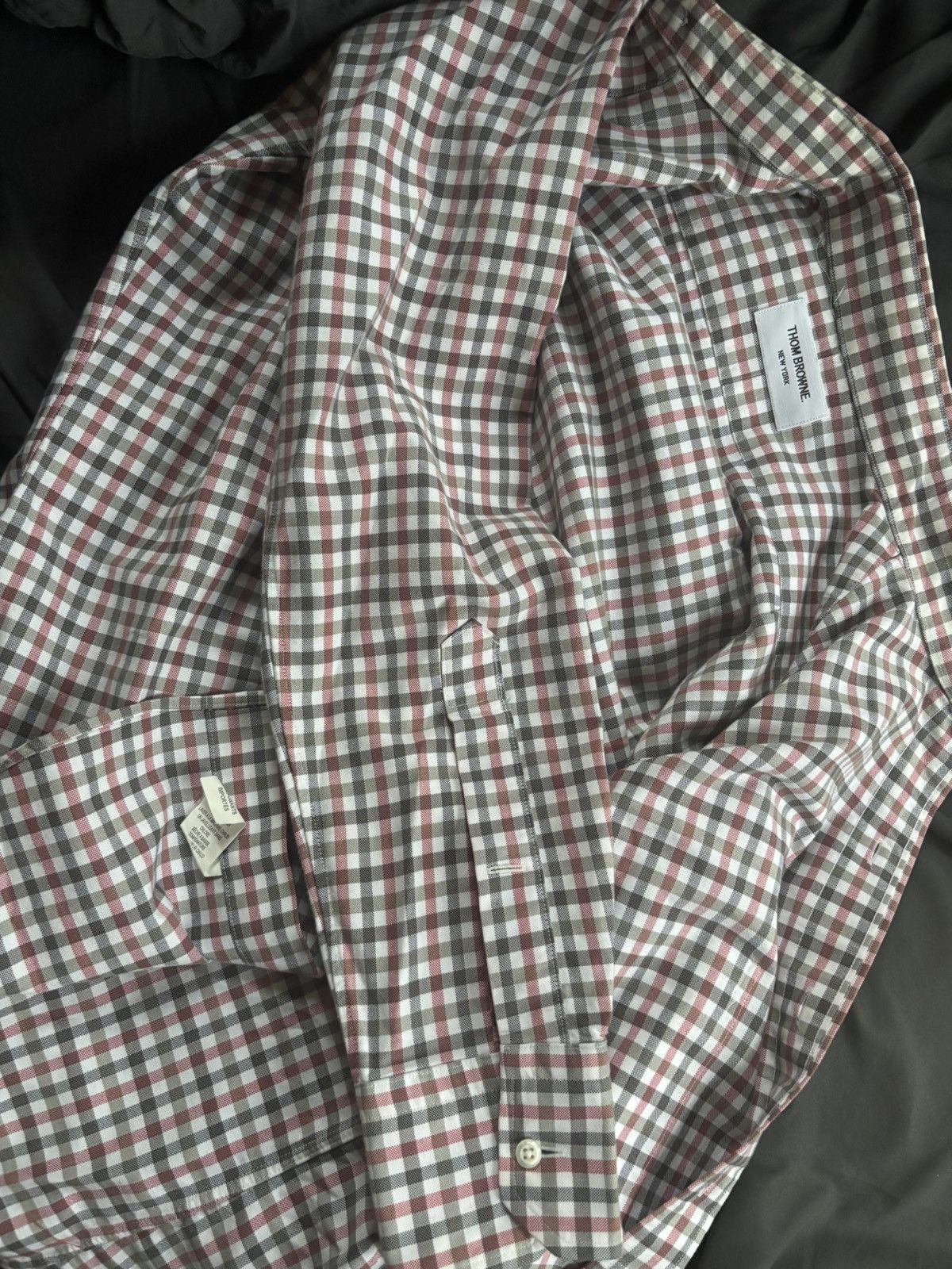 Thom Browne Thom Browne Check Button-Up Shirt (Red/Grey/White) Size US S / EU 44-46 / 1 - 7 Thumbnail